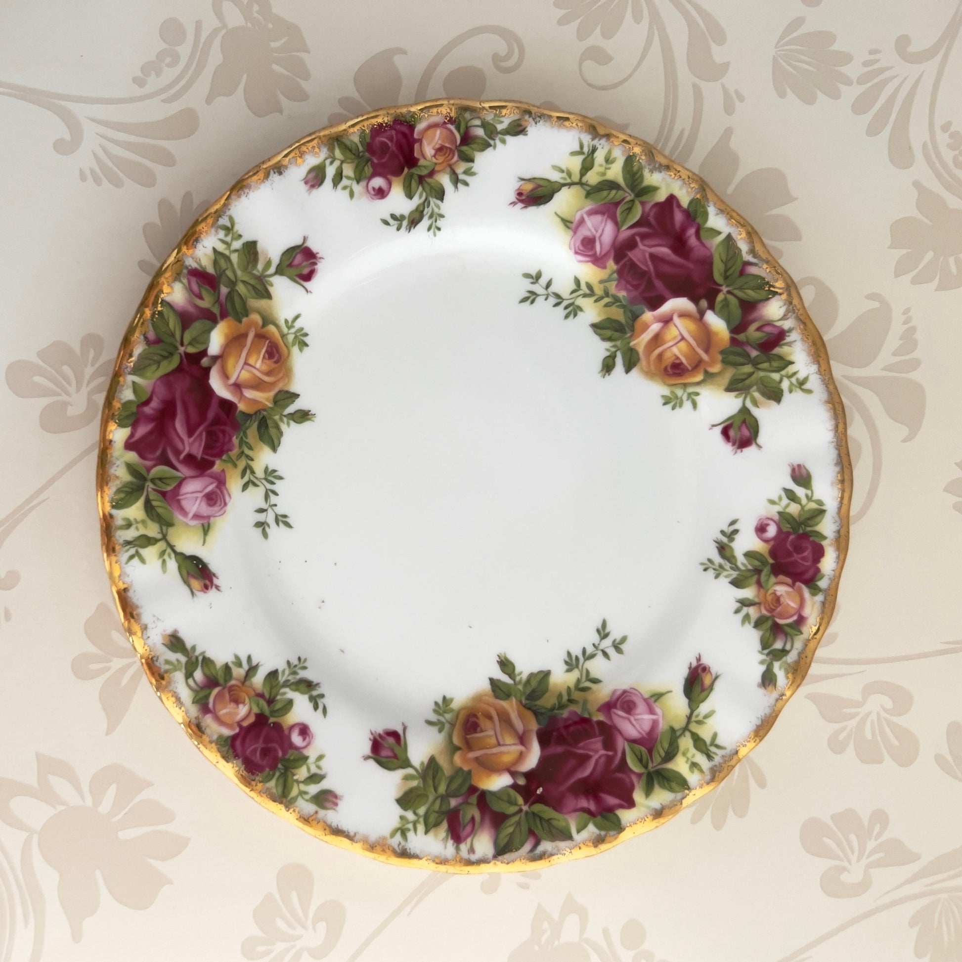 20th Anniversary Gifts for Wife, Old Country Roses China & Pearl Earrings, Vintage Broken China Jewelry