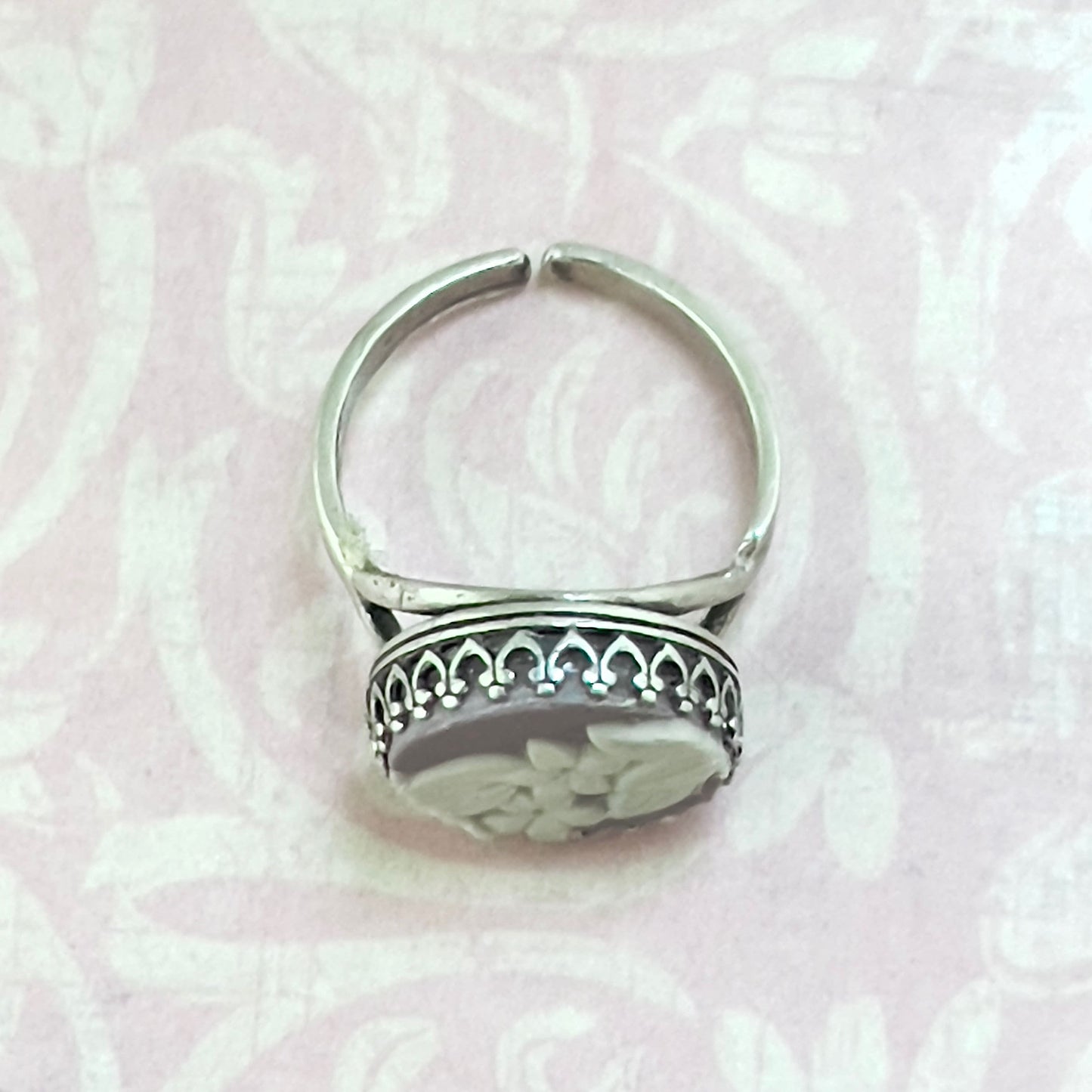 Adjustable Wedgwood Lilac Jasperware, Broken China Jewelry Ring, Unique Gifts for Women