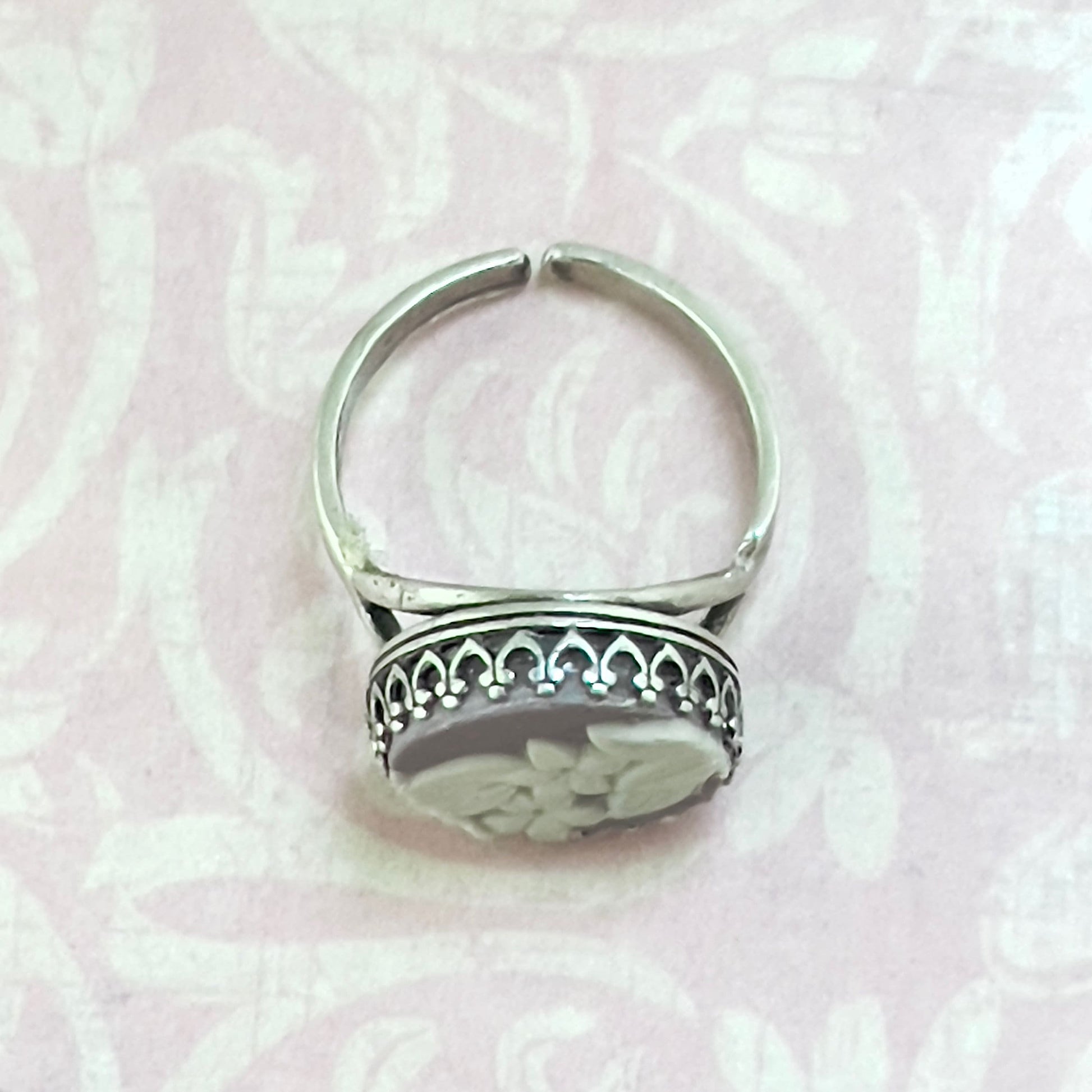 Adjustable Wedgwood Lilac Jasperware, Broken China Jewelry Ring, Unique Gifts for Women