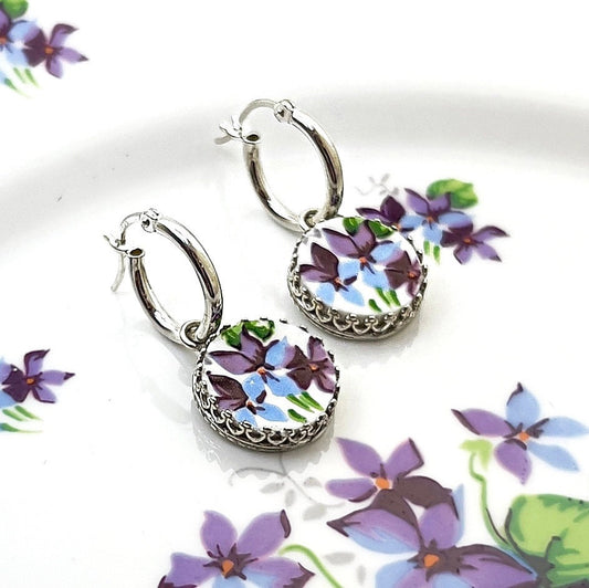 Purple Violet Hoop Earrings