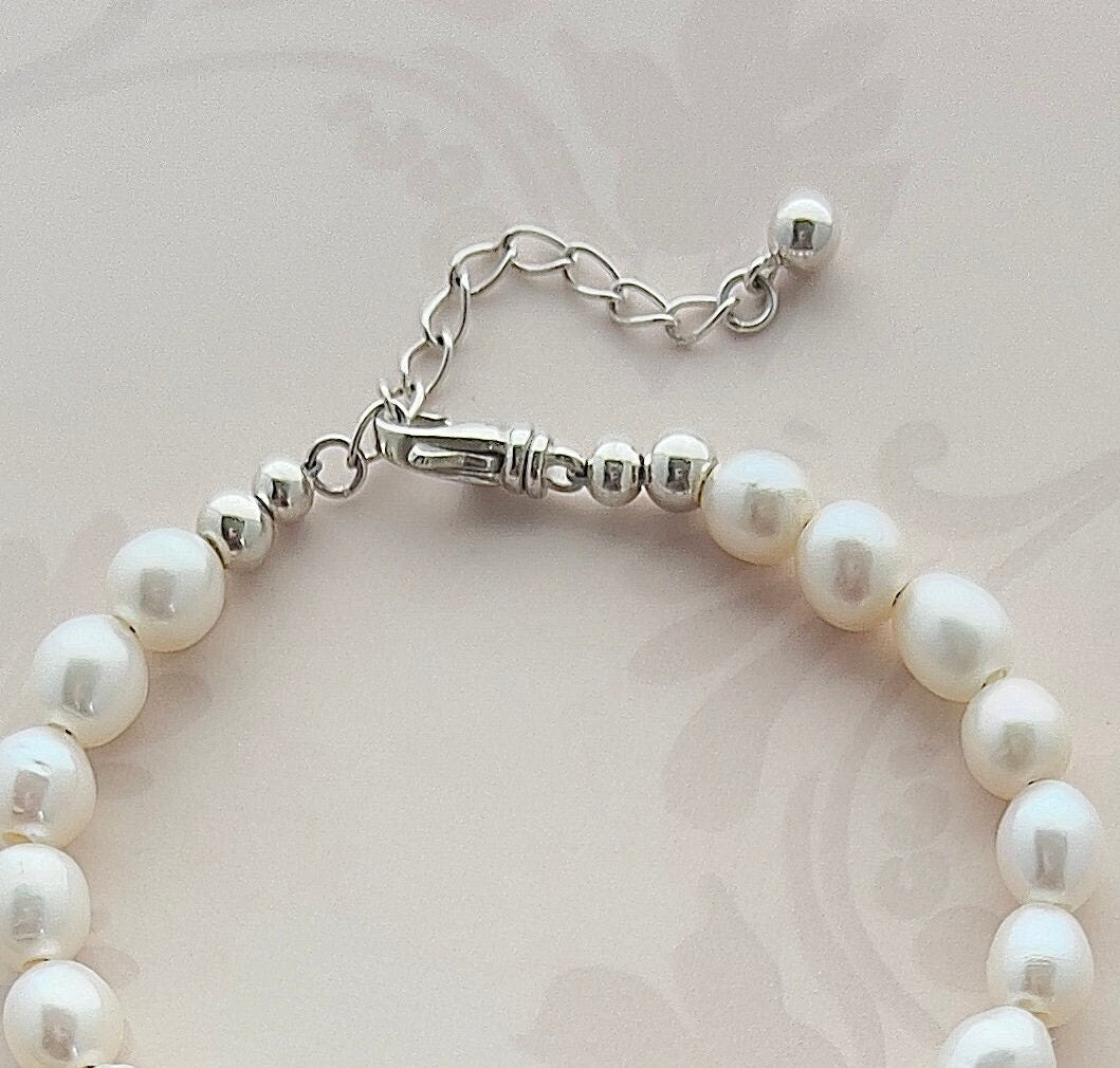 Freshwater Pearl Christmas Bracelet, Lenox Holiday Broken China Jewelry, Unique Gifts for Women