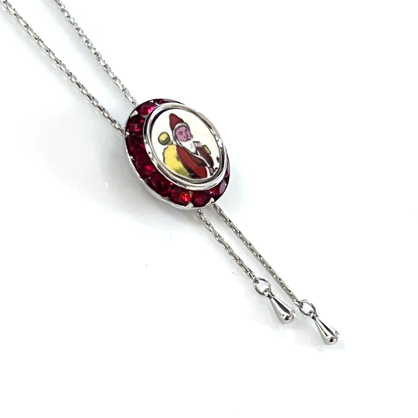 Spode Santa Lariat Red Crystal Necklace