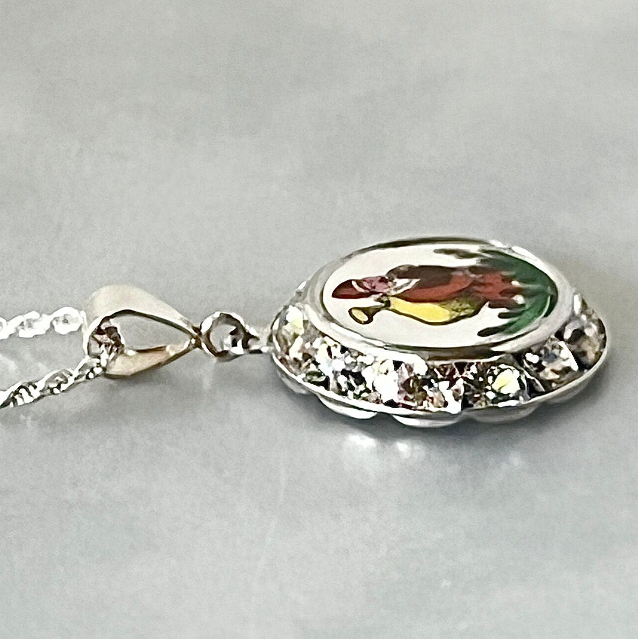 Spode Christmas Tree China Santa Crystal Necklace