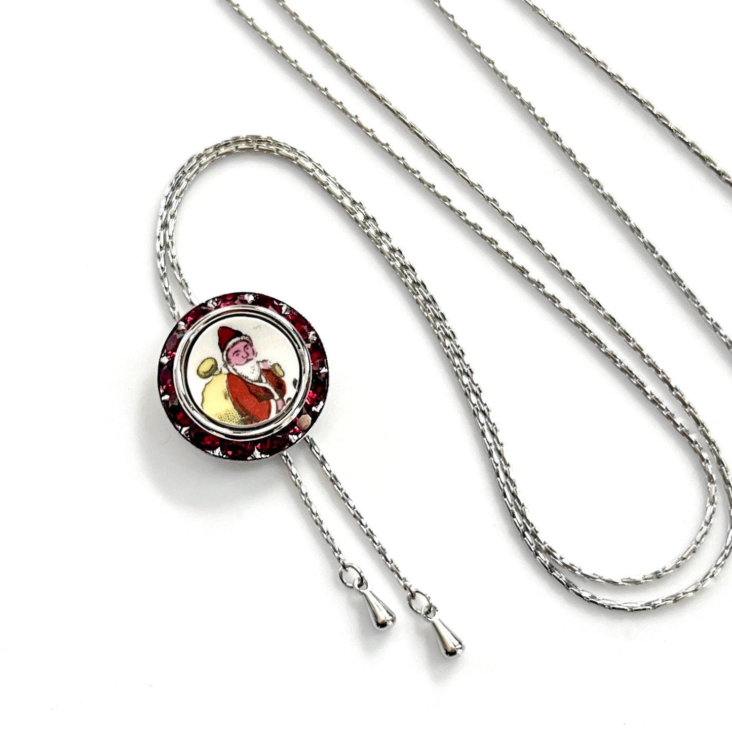 Spode Santa Lariat Red Crystal Necklace