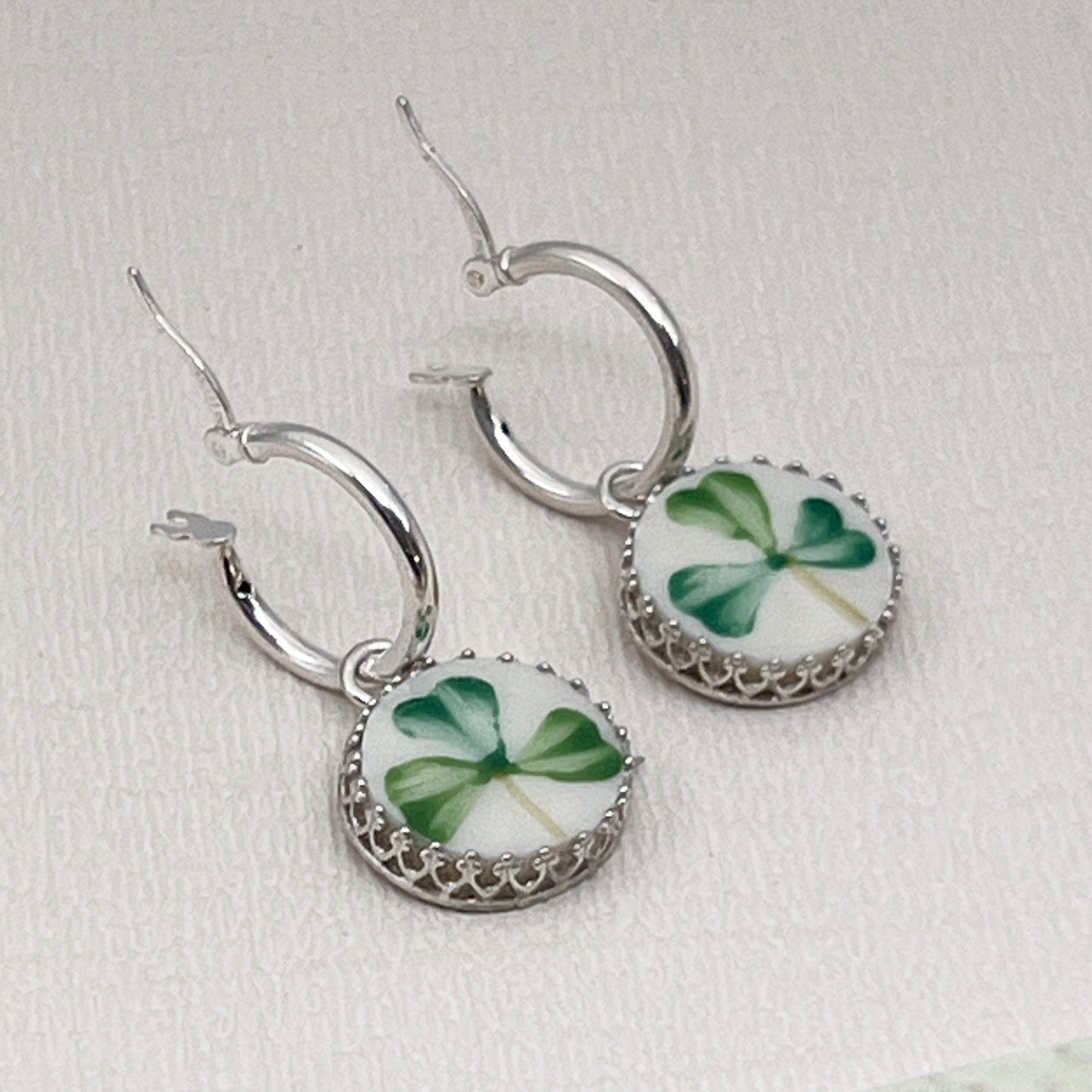 Dainty Belleek Irish Hoop Earrings