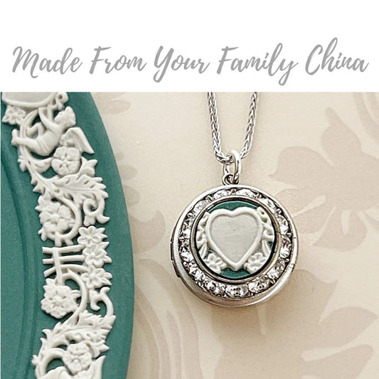 CUSTOM ORDER Dainty China Locket Necklace, Remembrance Gift, Unique Gifts for Mom/Sister/Grandmother, Broken China Jewelry, Custom Jewelry