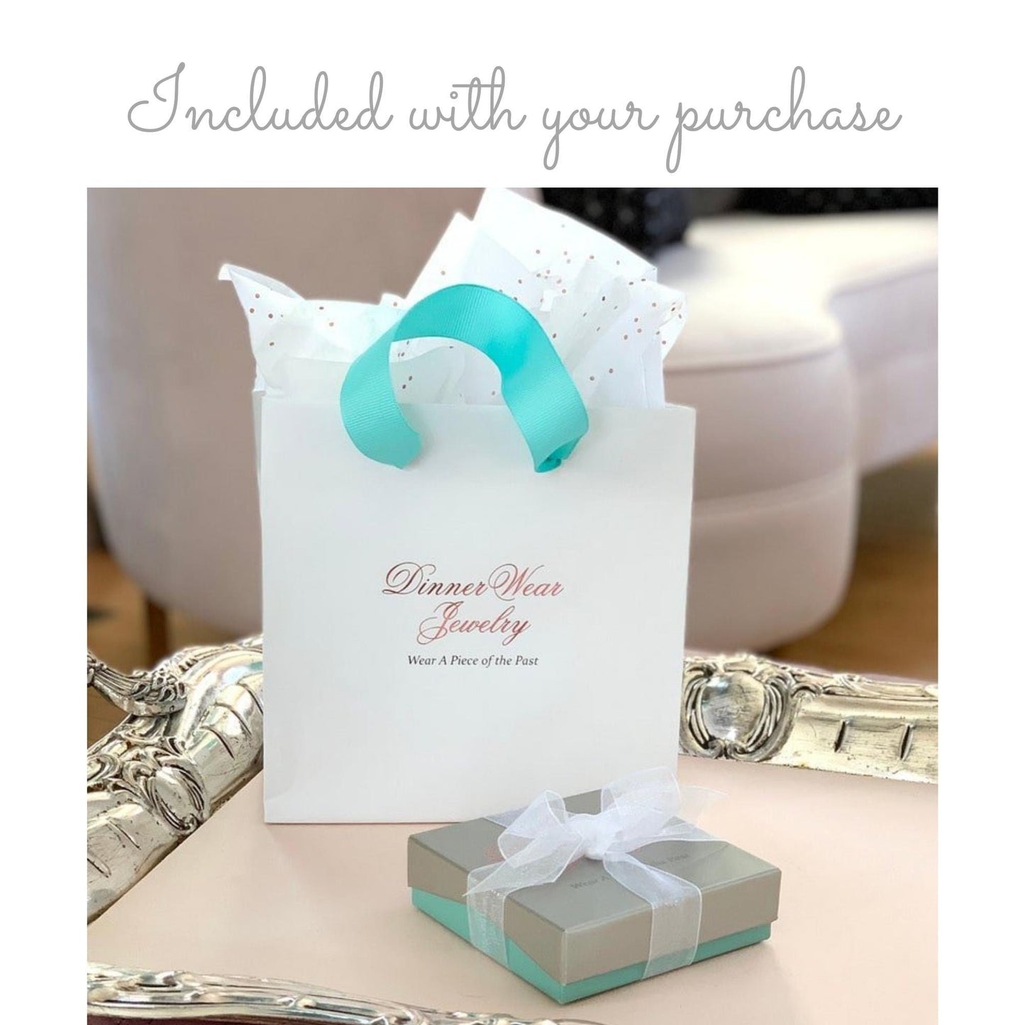 a small gift bag sitting on top of a table