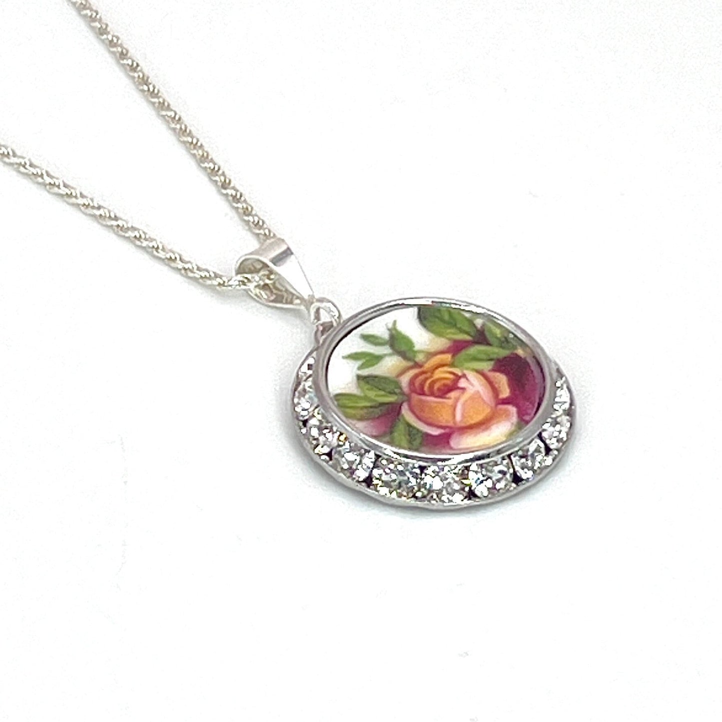 Yellow Rose Broken China Necklace, Old Country Roses, Gift for Friend, Unique Friend Gifts for Women