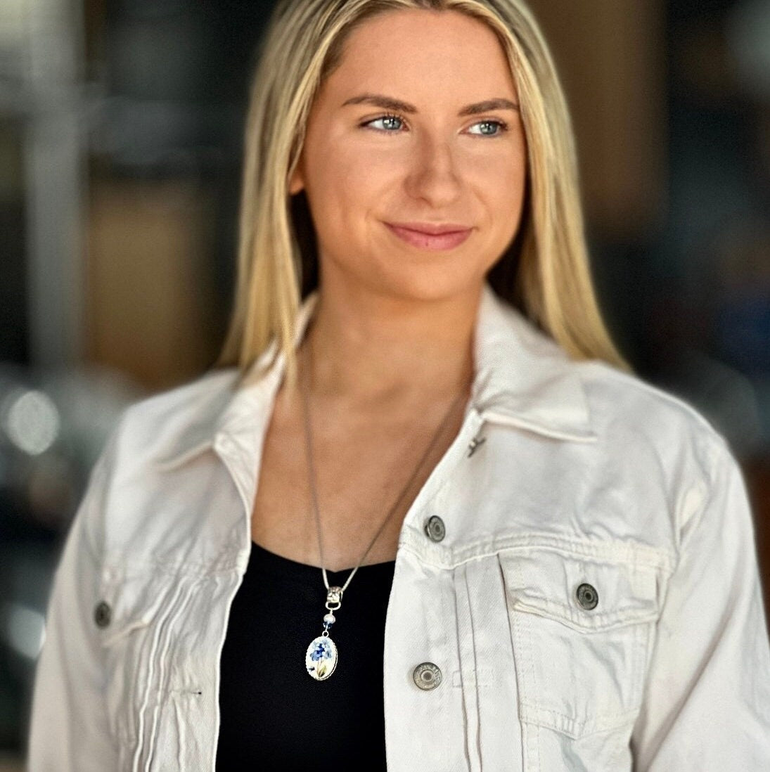 Forget Me Not Sapphire and Pearl Necklace, 20th Anniversary Gifts, Sterling Silver Broken China Jewelry