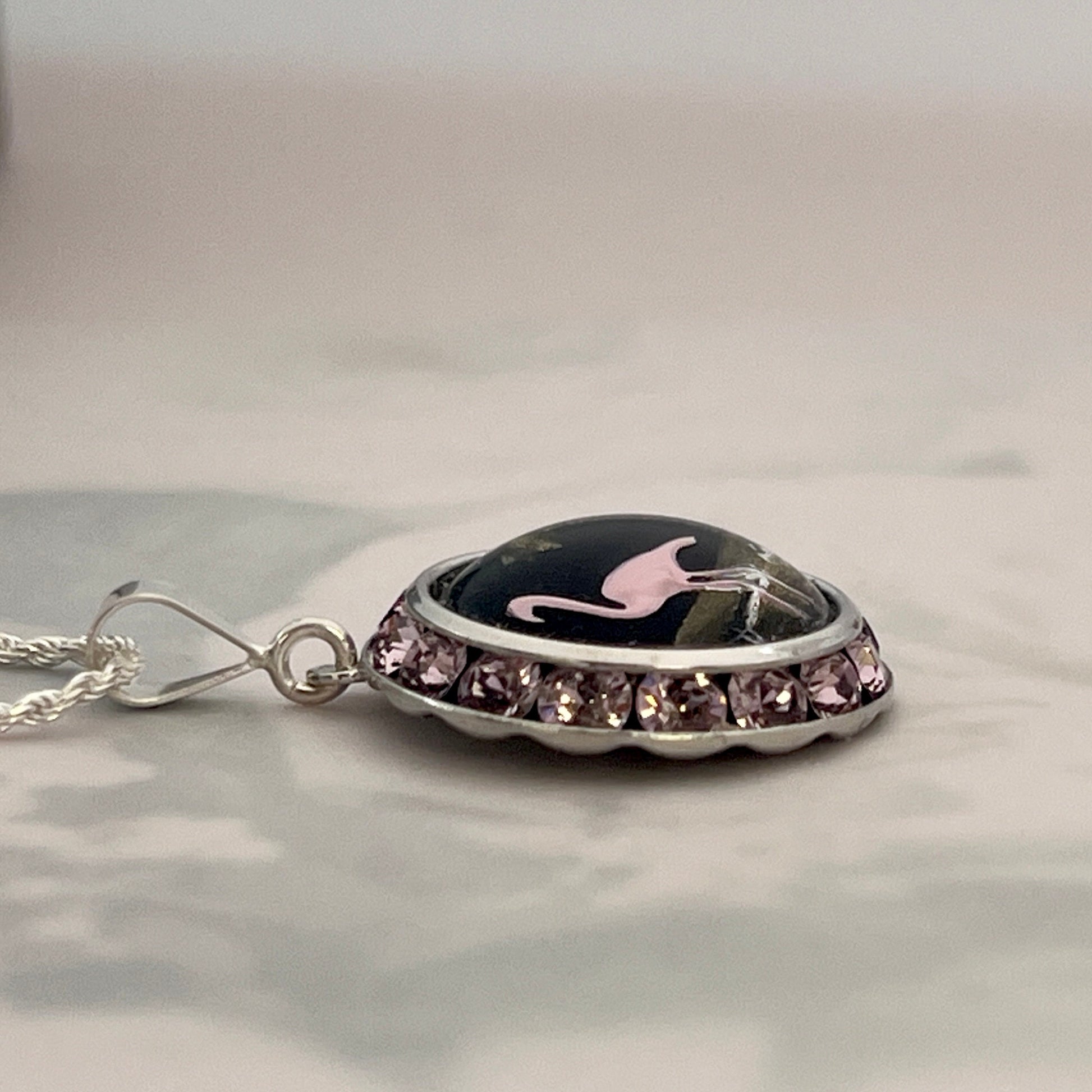 Vintage Crystal Pink Flamingo Necklace, Retro Collectible Bird Necklace, Animal Whimsical Crystal Necklace