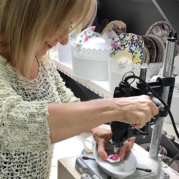 Lenox Holiday Broken China Jewelry Ring, Sterling Silver Christmas Ring, Stocking Stuffers for Her, Christmas Gifts