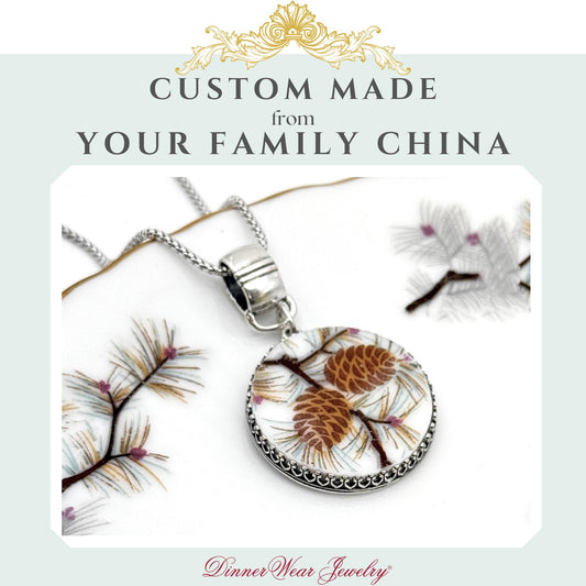 CUSTOM ORDER Custom Large Statement Circle Necklace Floral Bale, Memorial Jewelry, Broken China Jewelry, Made From Your Family China