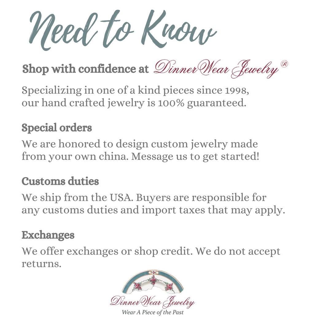 20th Anniversary Gifts for Wife, Old Country Roses China & Pearl Earrings, Vintage Broken China Jewelry