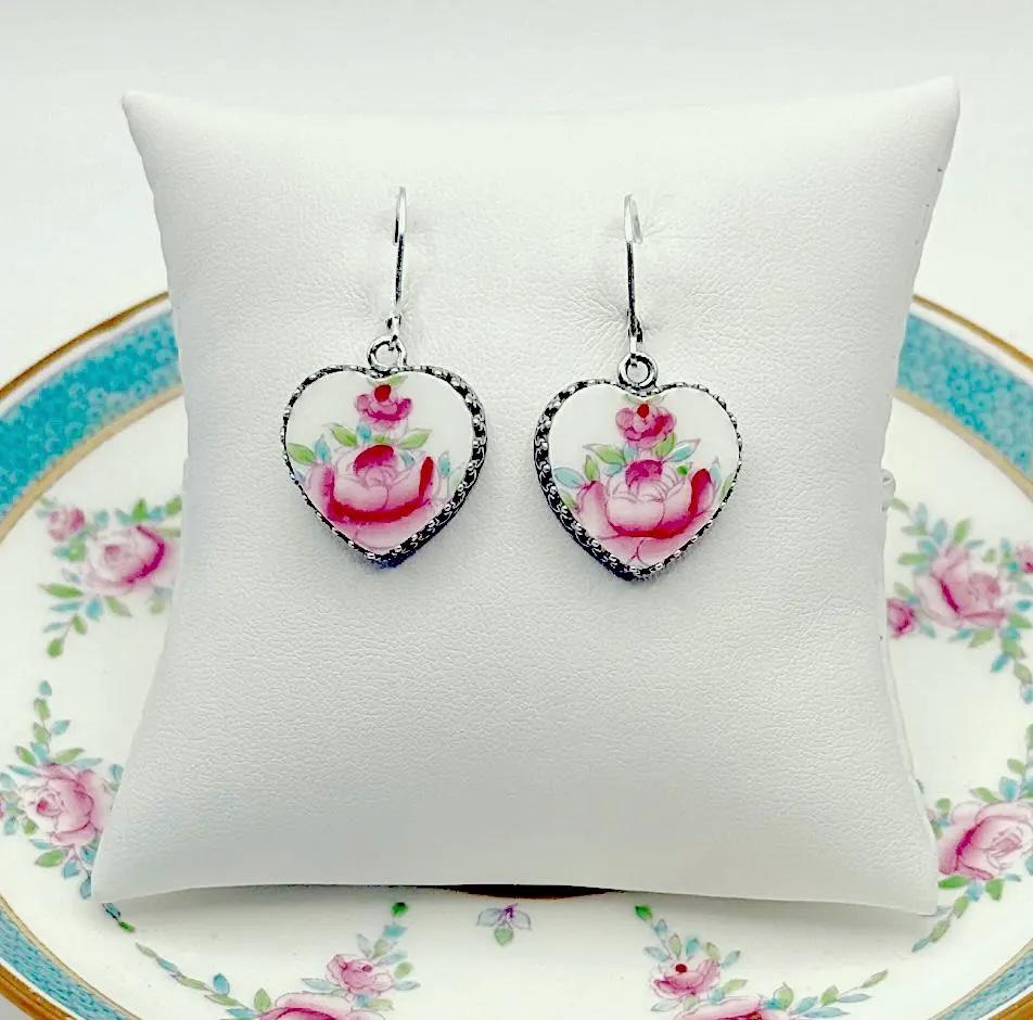 CUSTOM ORDER Custom Broken China Jewelry Heart Earrings Made From Your China Custom Memorial Jewelry Gift In Memory Mom Grandmother
