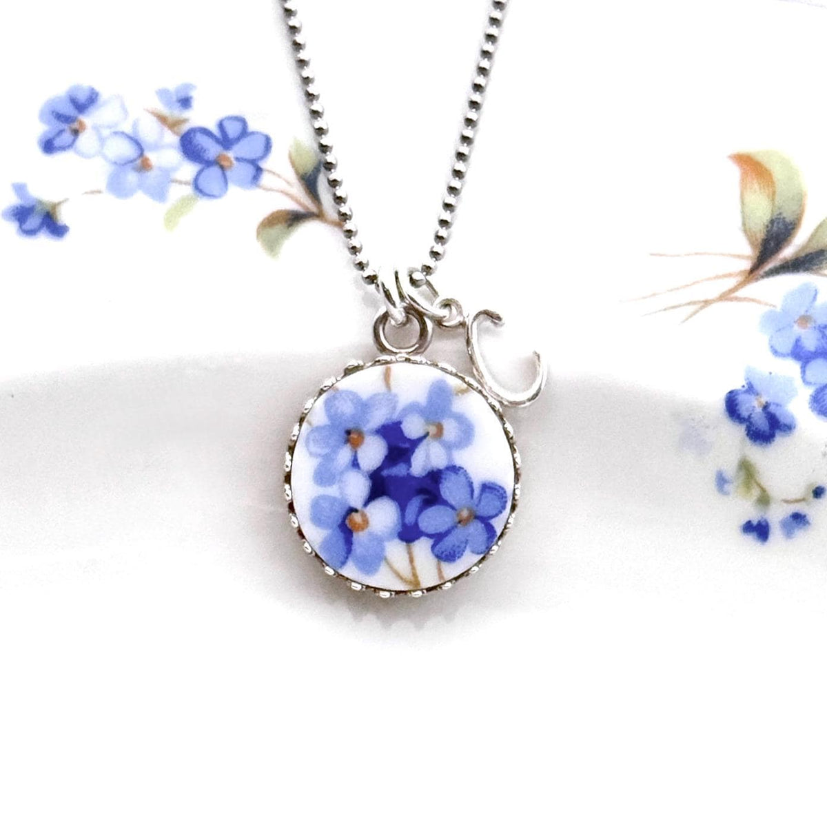 Personalized Gifts for Her, Adjustable Forget Me Not Initial Necklace, Love and Friendship