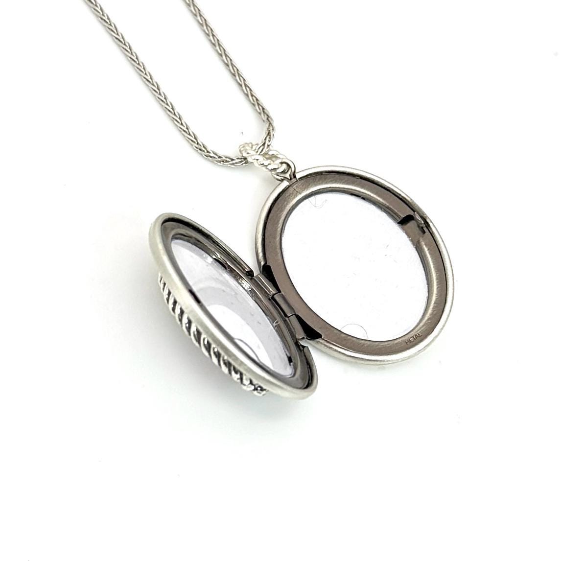 Sterling Silver Locket Necklace, 20th Anniversary Gifts for Wife, Keepsake Photo Locket, Victorian Style Broken China Jewelry, Adjustable