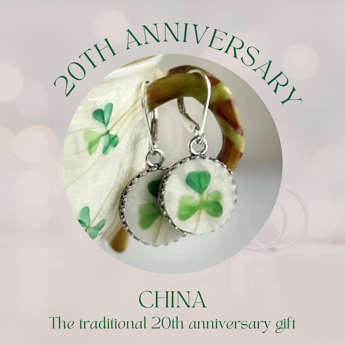 Belleek Celtic Earrings, Sterling Silver Dangle Earrings, Vintage Irish Belleek Broken China Jewelry, 20th Anniversary Gift for Wife