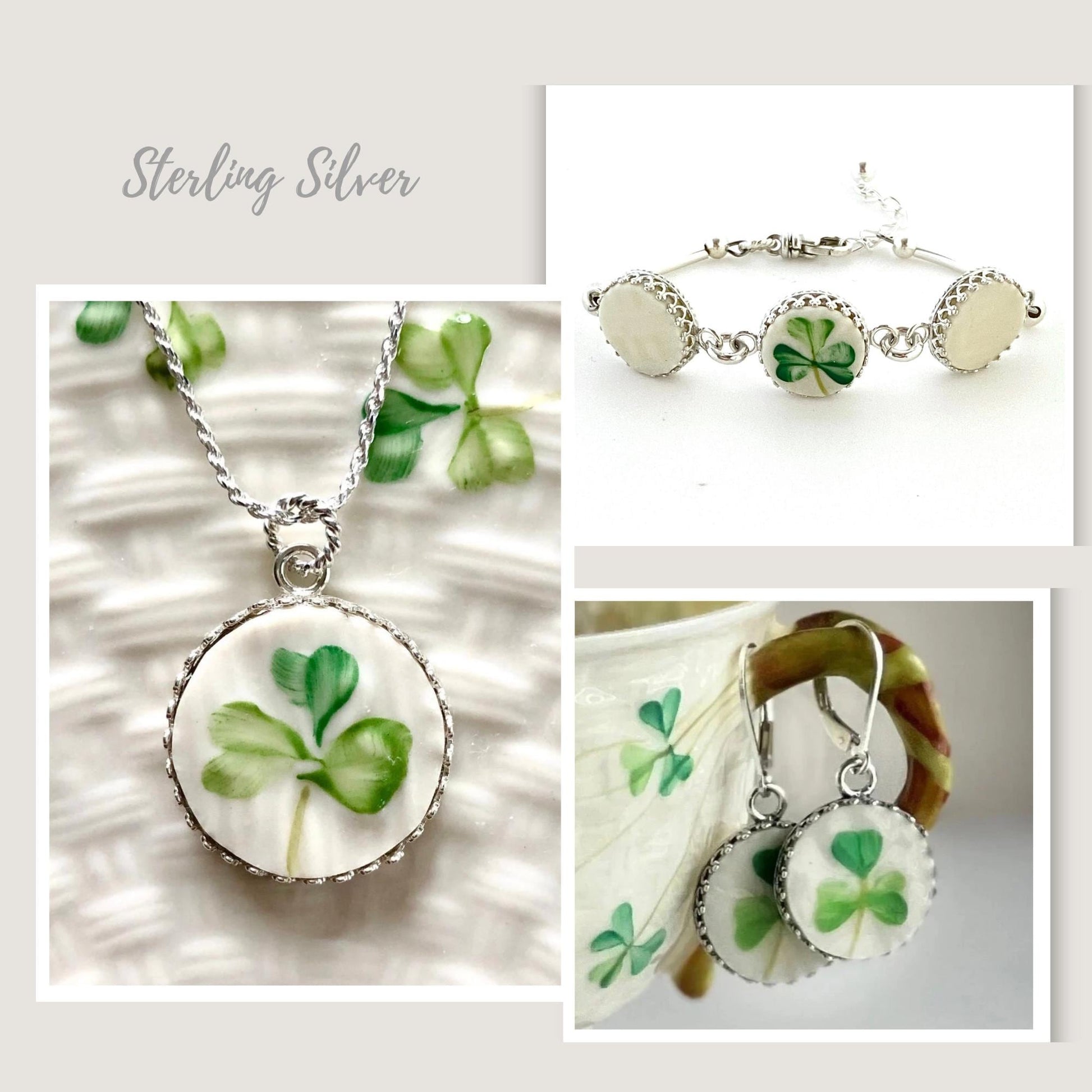 Celtic Necklace, Irish Belleek Broken China Jewelry, Sterling Silver 20th Anniversary Gift for Wife, Unique Gifts for Women