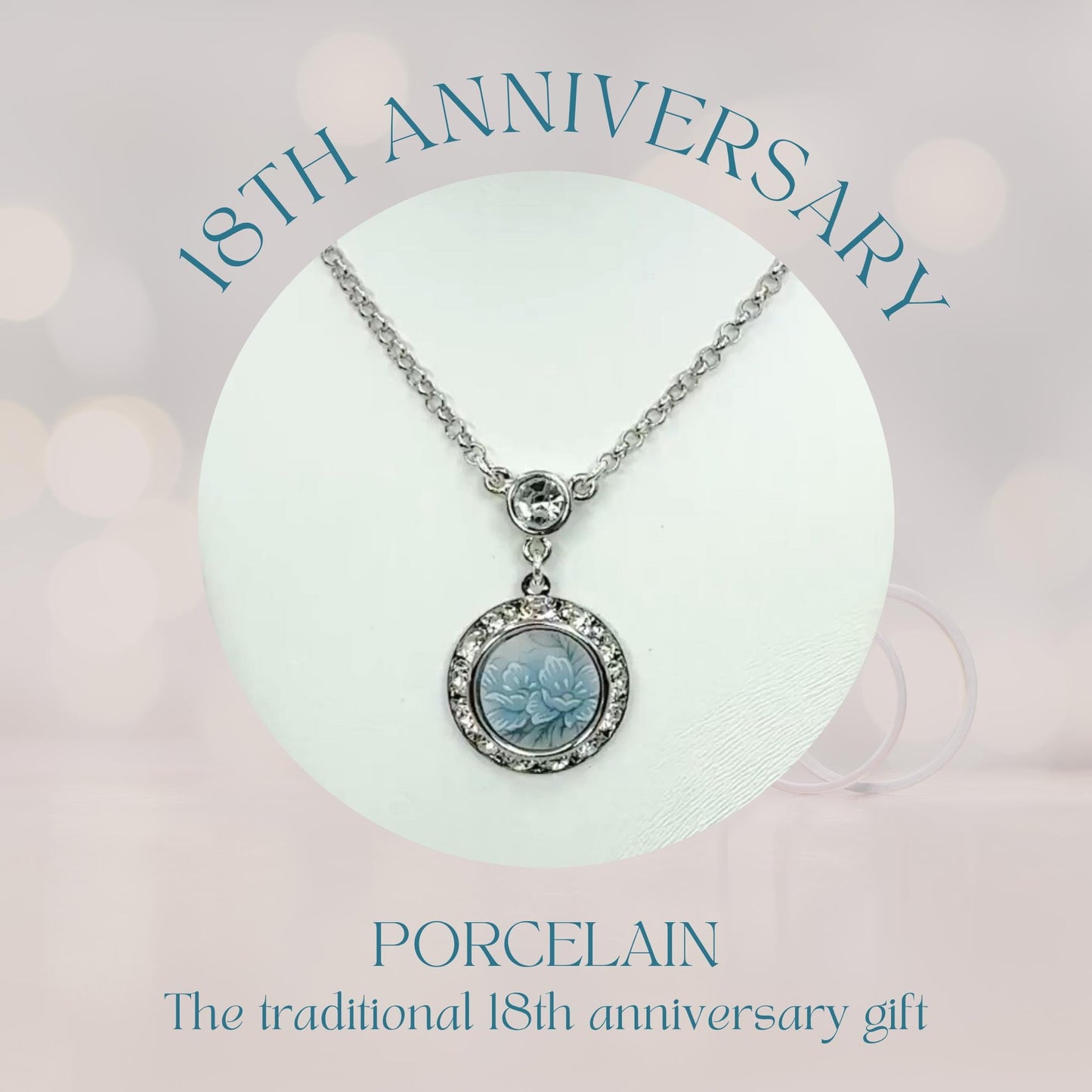 18th Wedding Anniversary Gifts for Wife, Crystal Broken China Jewelry, Vintage Japanese Porcelain