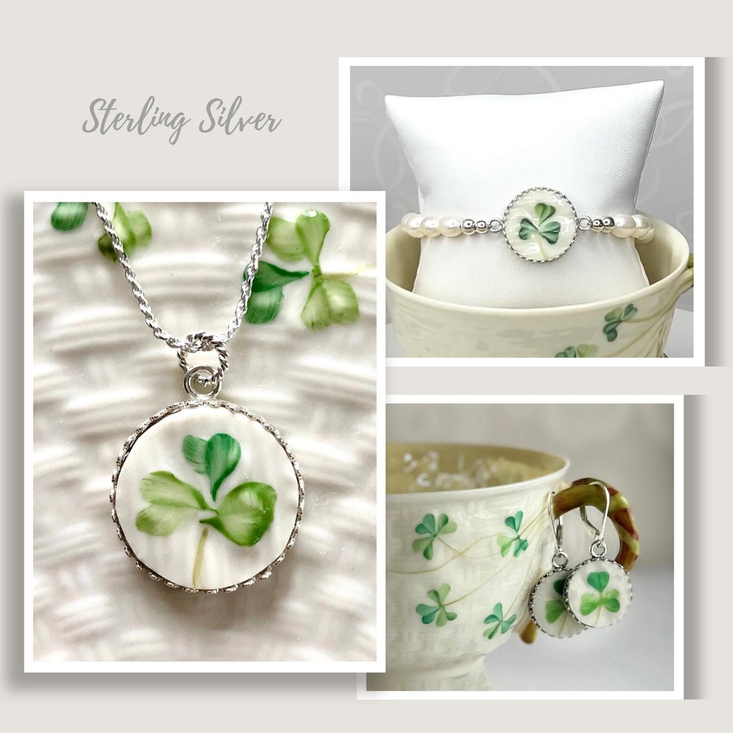 Irish Belleek China, Freshwater Pearl Bracelet, Broken China Jewelry, Unique Handmade Gifts for Women