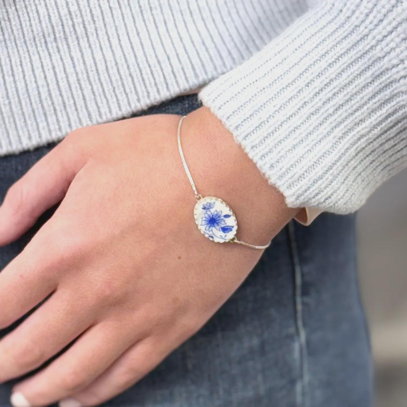CUSTOM ORDER Dainty Adjustable China Bolo Bracelet, Broken China Jewelry, Personalized Jewelry, Made From Your China, Custom Jewelry