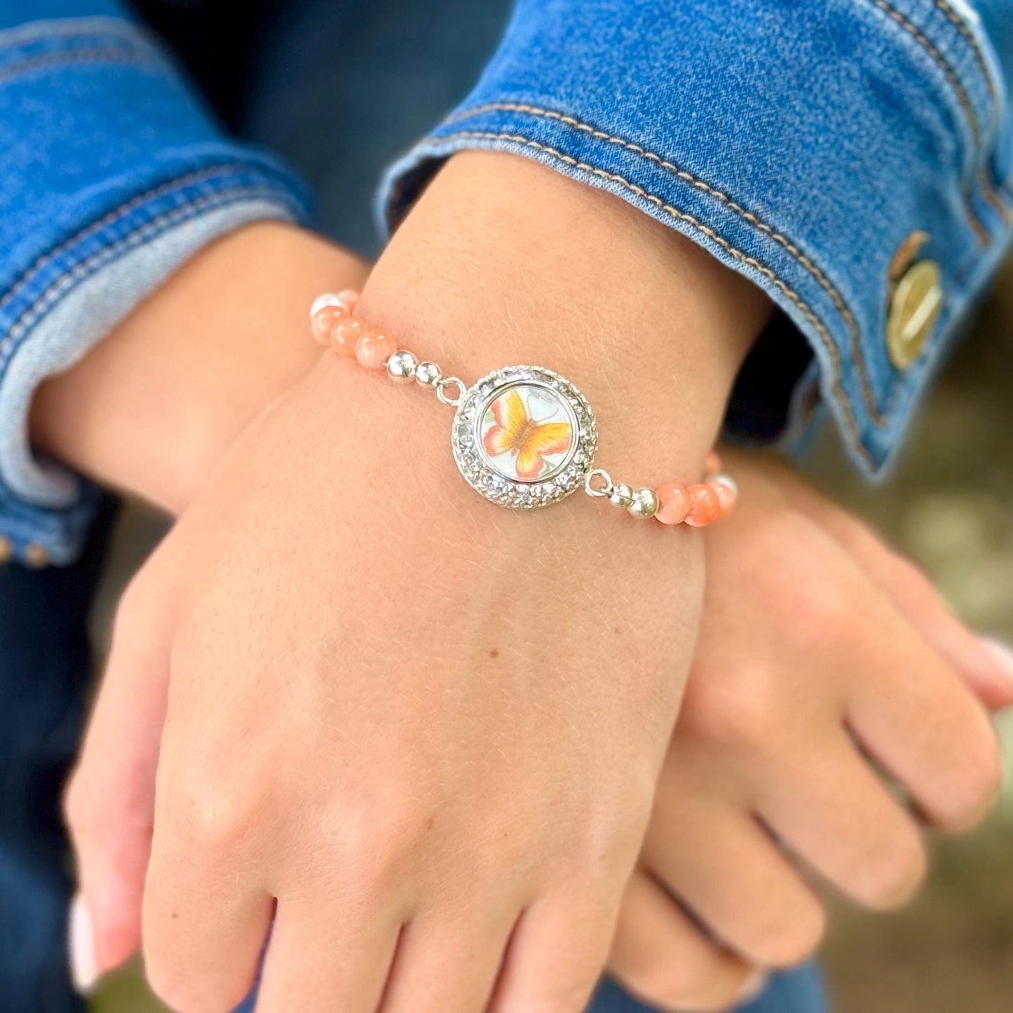 Porcelain 18th Wedding Anniversary Gifts, Crystal Butterfly Necklace & Bracelet Set, Natural Coral Toggle Necklace, Colorful Beaded Jewelry