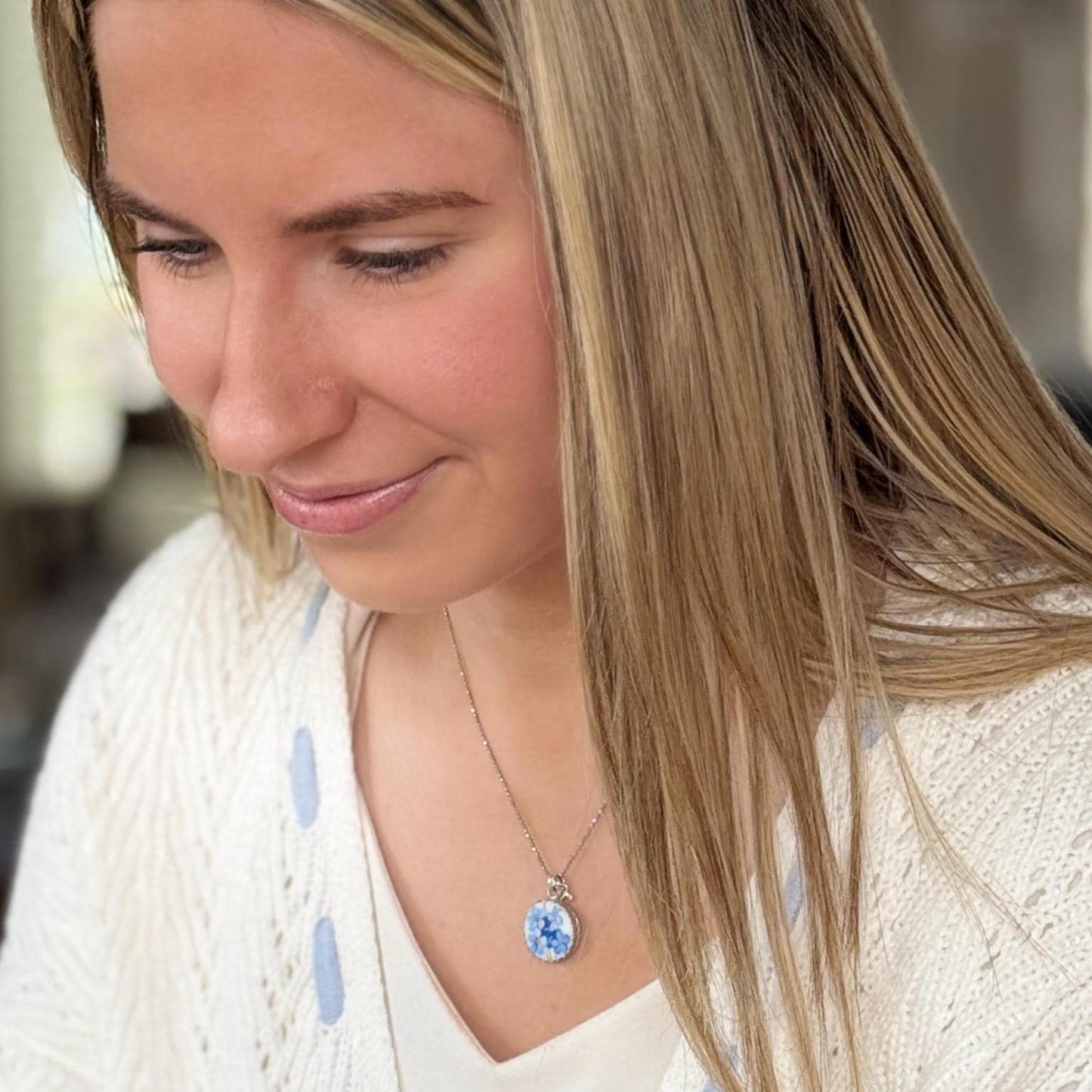 Forget Me Not Initial Necklace, Personalized Friendship Jewelry Gifts, Adjustable and Dainty Name Necklace, Broken China Jewelry