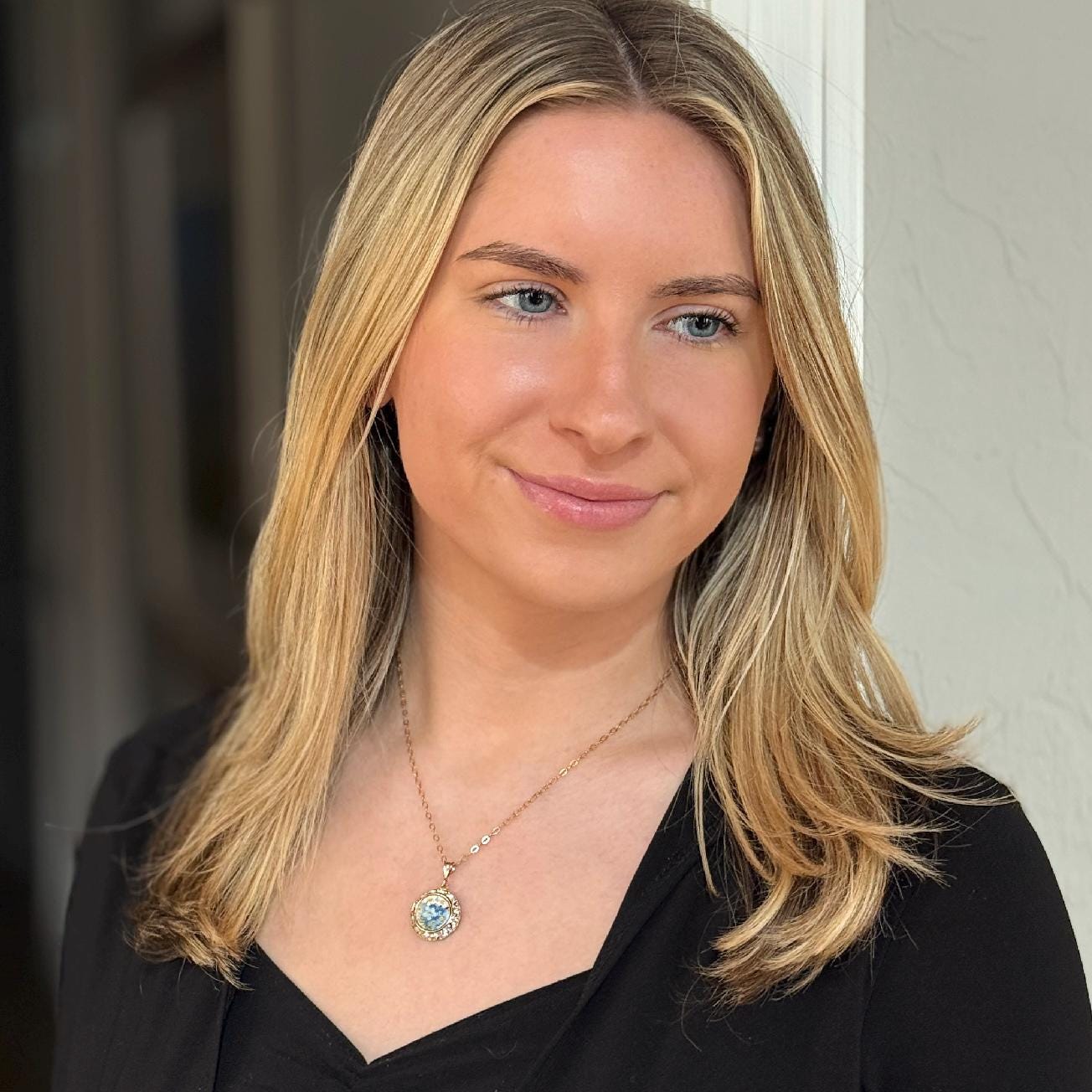 Romantic Forget Me Not Necklace, 20th Anniversary Gift for Wife, Hand Painted Broken China Jewelry