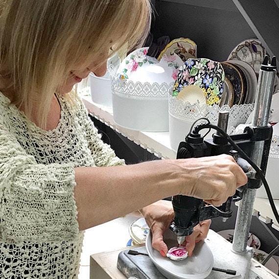 Spode China Minnie Mouse Ring, Sterling Silver Adjustable Ring