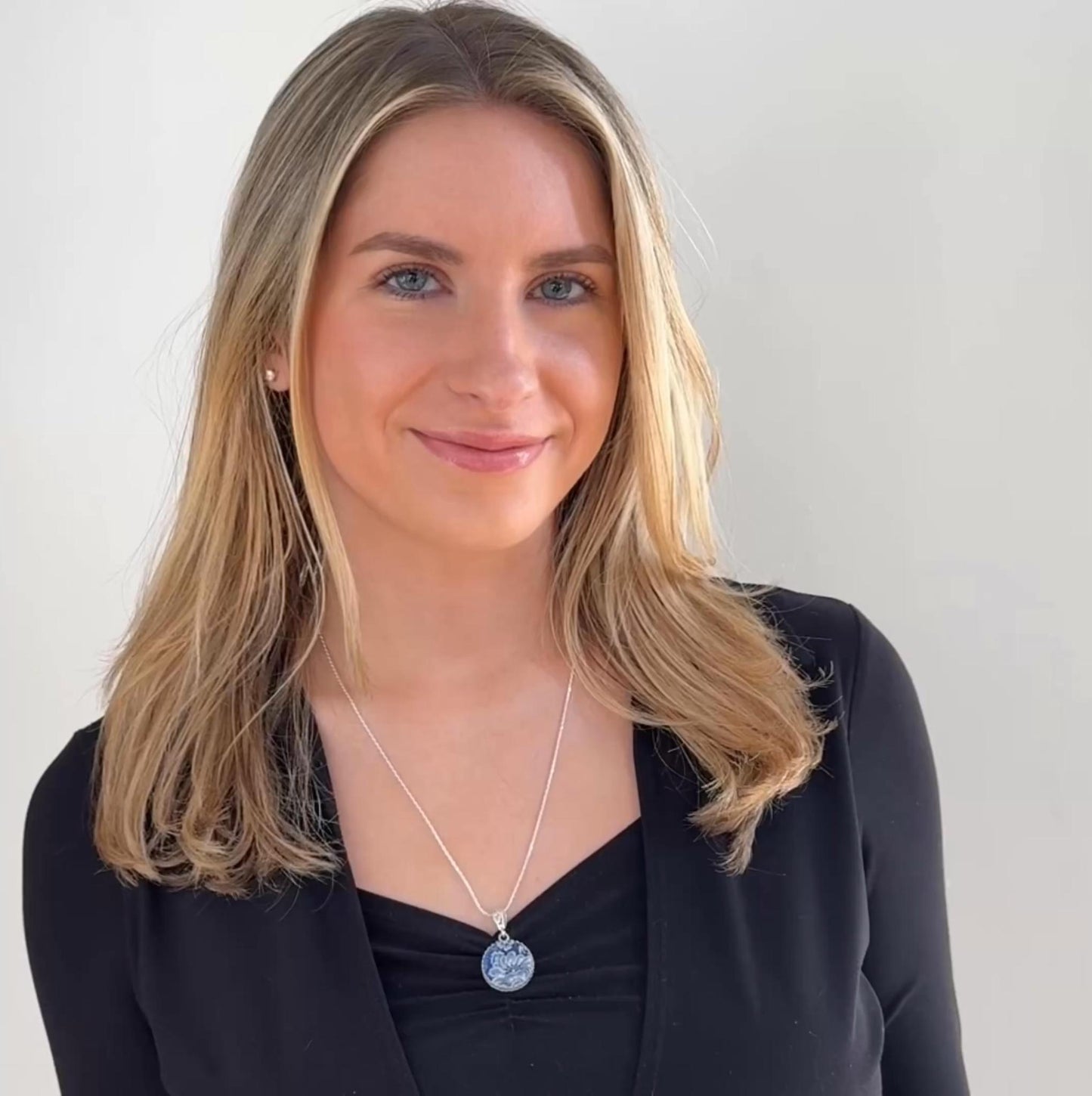 Sterling Silver Liberty Blue China Pendant Necklace, Vintage Repurposed Broken China Jewelry, 20th Anniversary Gift