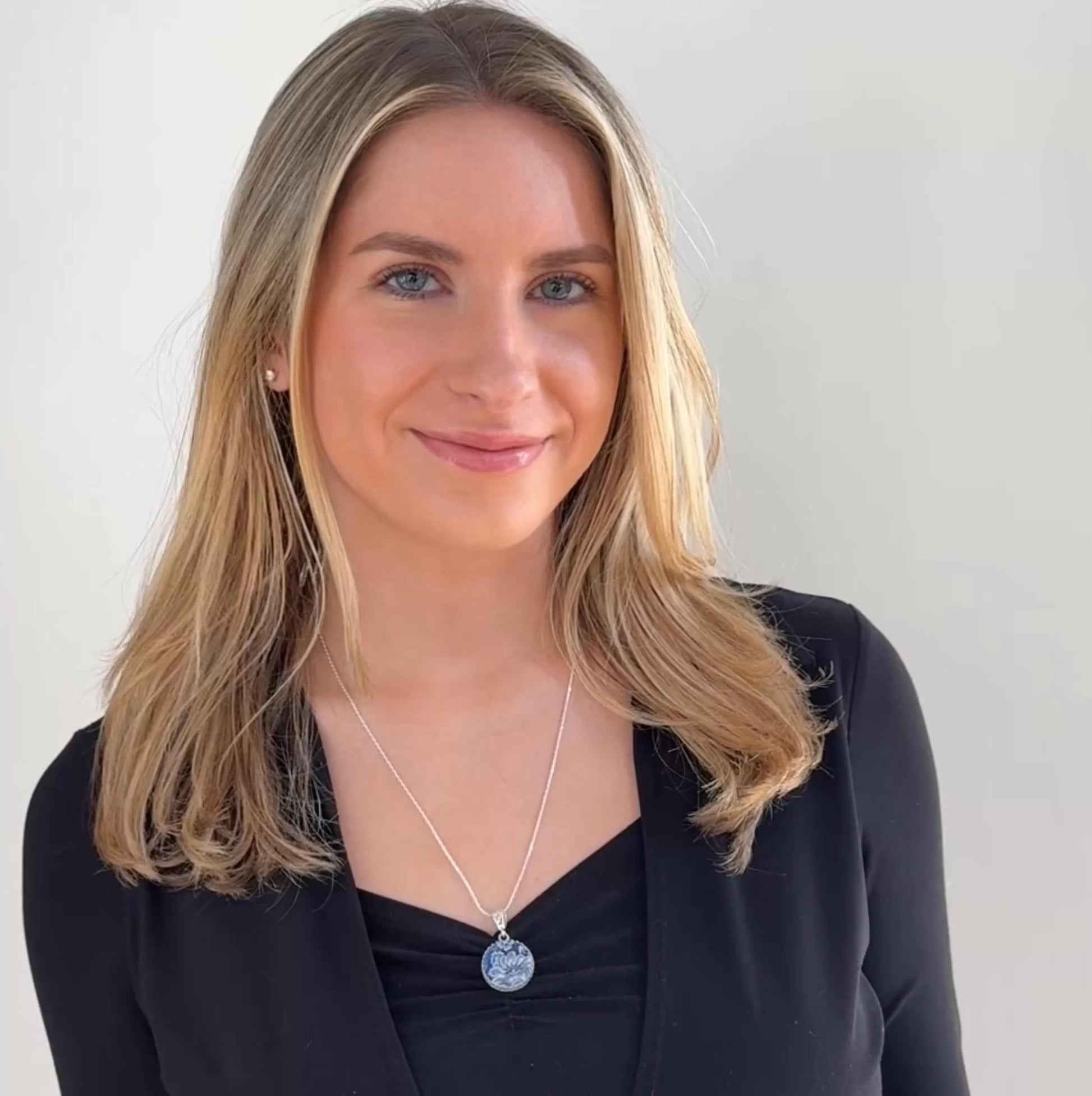 Sterling Silver Liberty Blue China Pendant Necklace, Vintage Repurposed Broken China Jewelry, 20th Anniversary Gift