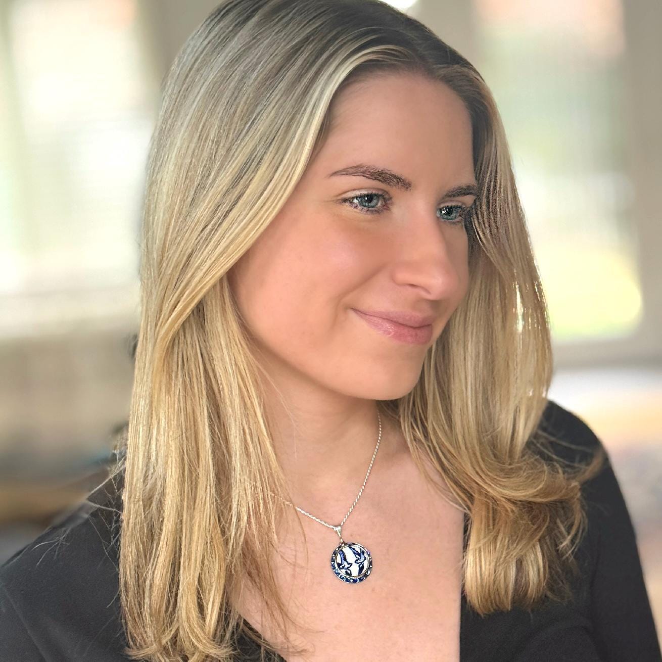 20th Anniversary Gifts for Wife, Blue Willow Love Birds China Necklace, Crystal Jewelry