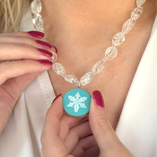 Vintage Pyrex Snowflake Necklace, Christmas Broken China Jewelry, Unique Gifts for Her