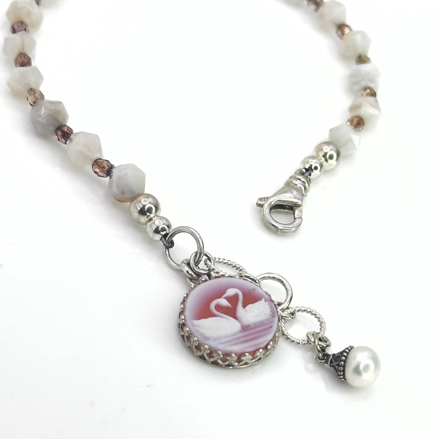 Romantic Jewelry Anniversary Gifts for Her, Gemstone Cameo Bracelet, Valentines Day Gift of Love for Women