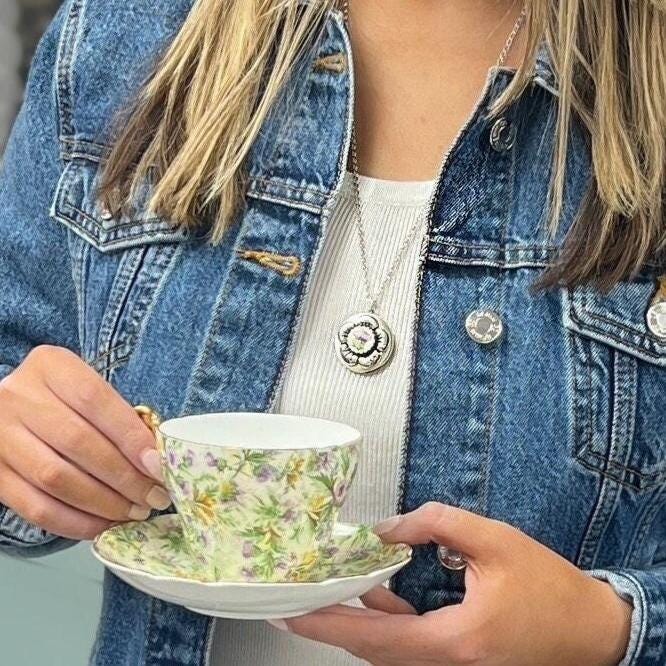 Thistle Photo Locket Necklace, Scottish 20th Anniversary Gift for Wife, Valentines Day Love Gift