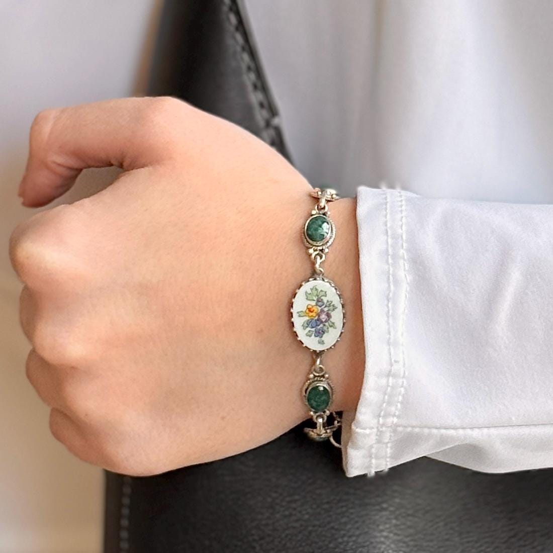 Emerald 20th Wedding Anniversary Gifts for Wife, Broken China Jewelry, Sterling Silver