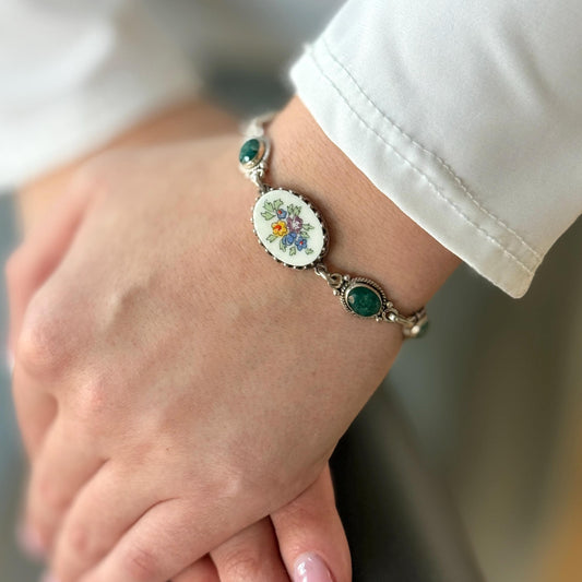 Emerald 20th Wedding Anniversary Gifts for Wife, Broken China Jewelry, Sterling Silver