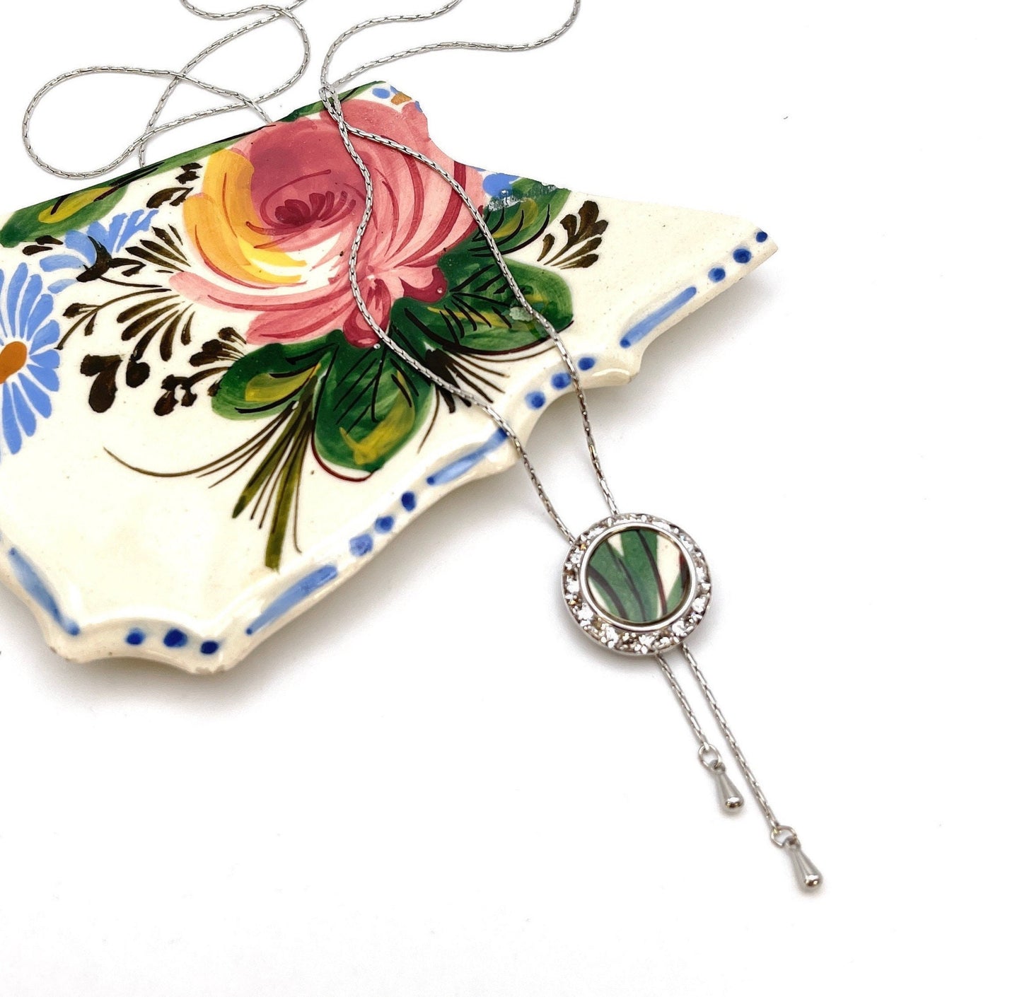 Italian Pottery Lariat Necklace, Unique Jewelry Gifts from Italy, Gifts for Women