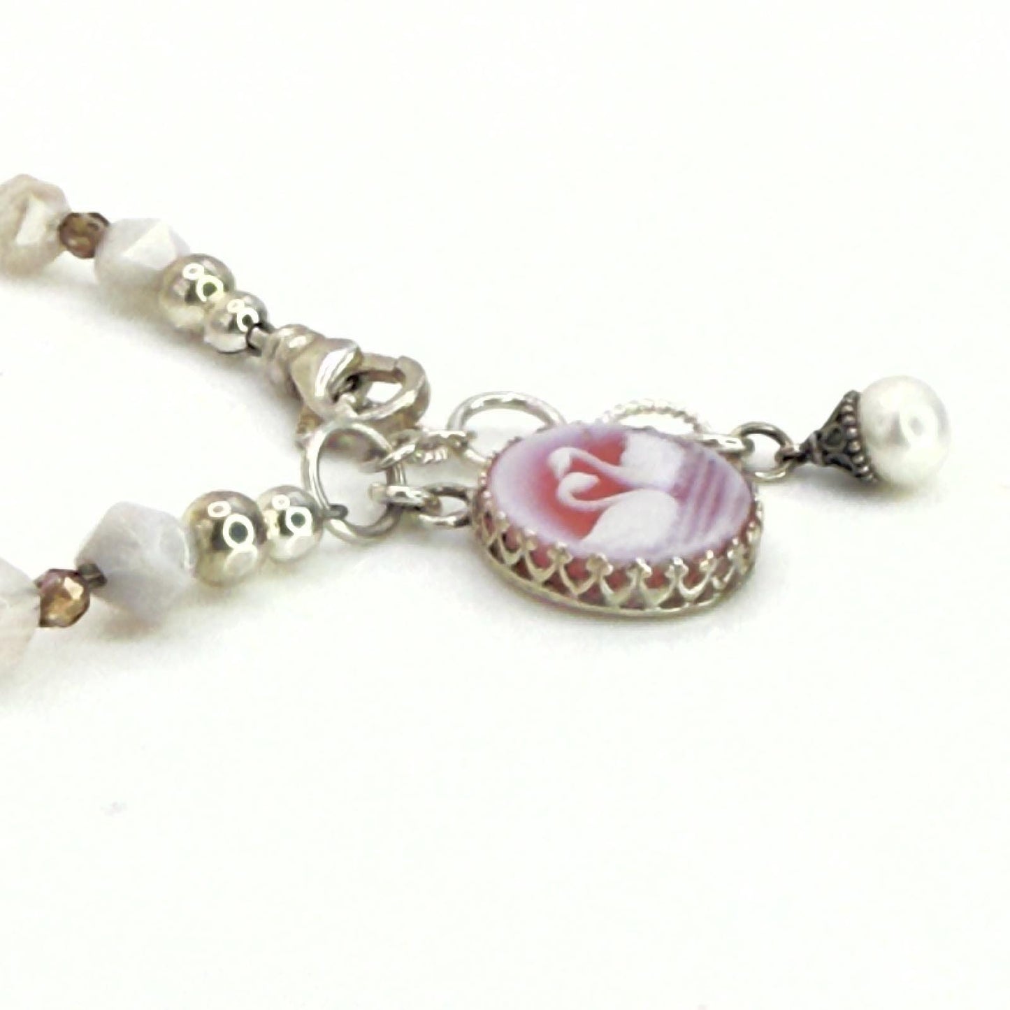 Romantic Jewelry Anniversary Gifts for Her, Gemstone Cameo Bracelet, Valentines Day Gift of Love for Women