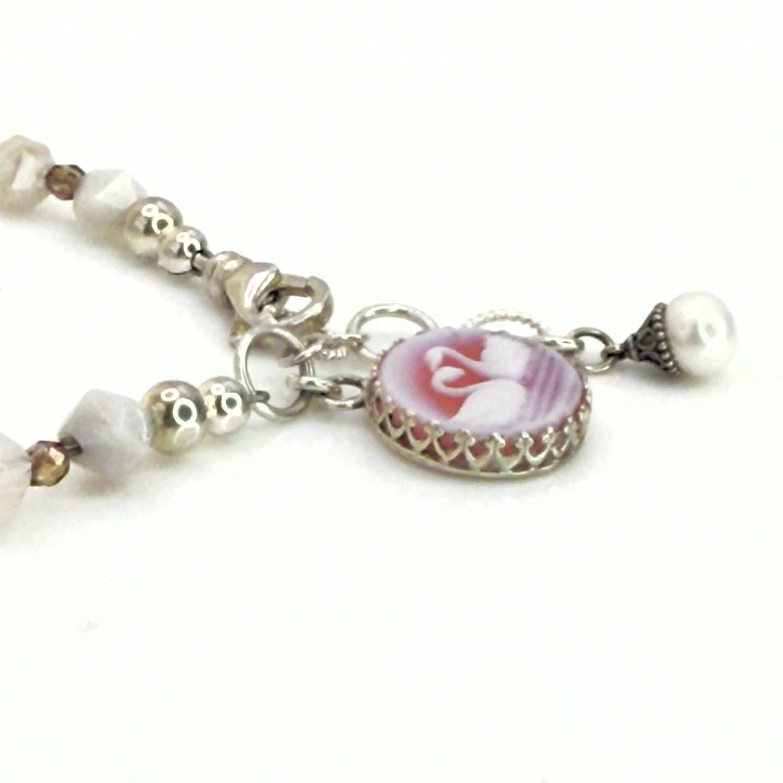 Romantic Jewelry Anniversary Gifts for Her, Gemstone Cameo Bracelet, Valentines Day Gift of Love for Women