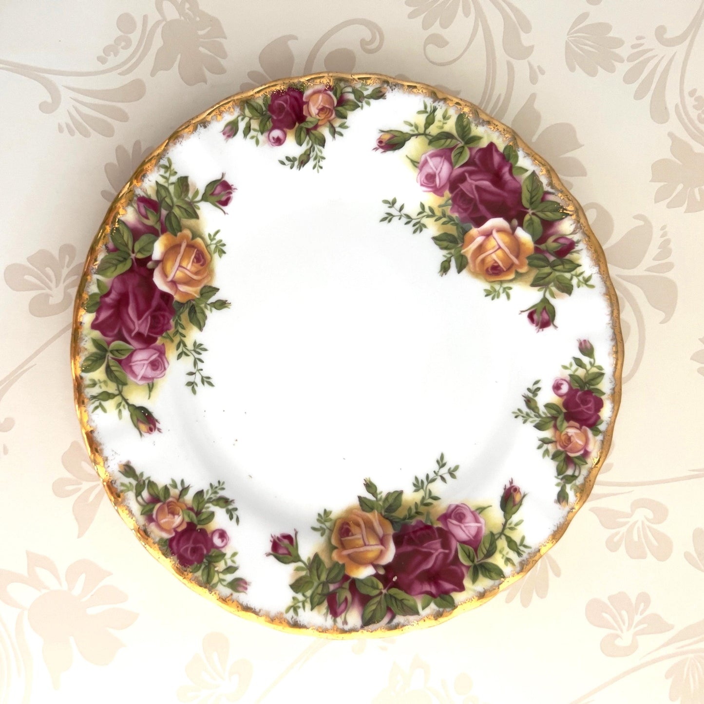 Gold Crystal Earrings, Broken China Jewelry, Traditional 18th or 20th Wedding Anniversary Gifts for Wife, Royal Albert Old Country Roses