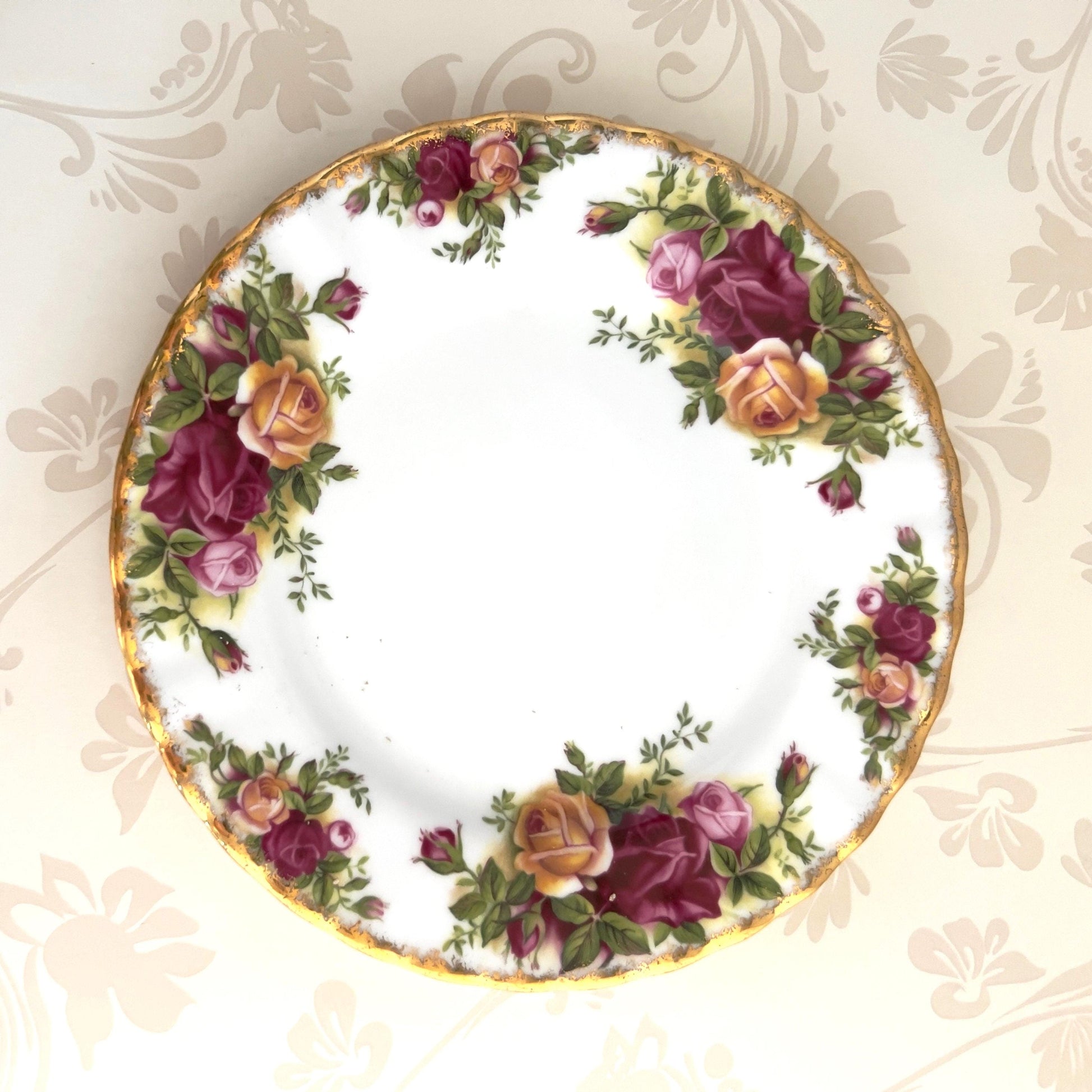 Gold Crystal Earrings, Broken China Jewelry, Traditional 18th or 20th Wedding Anniversary Gifts for Wife, Royal Albert Old Country Roses