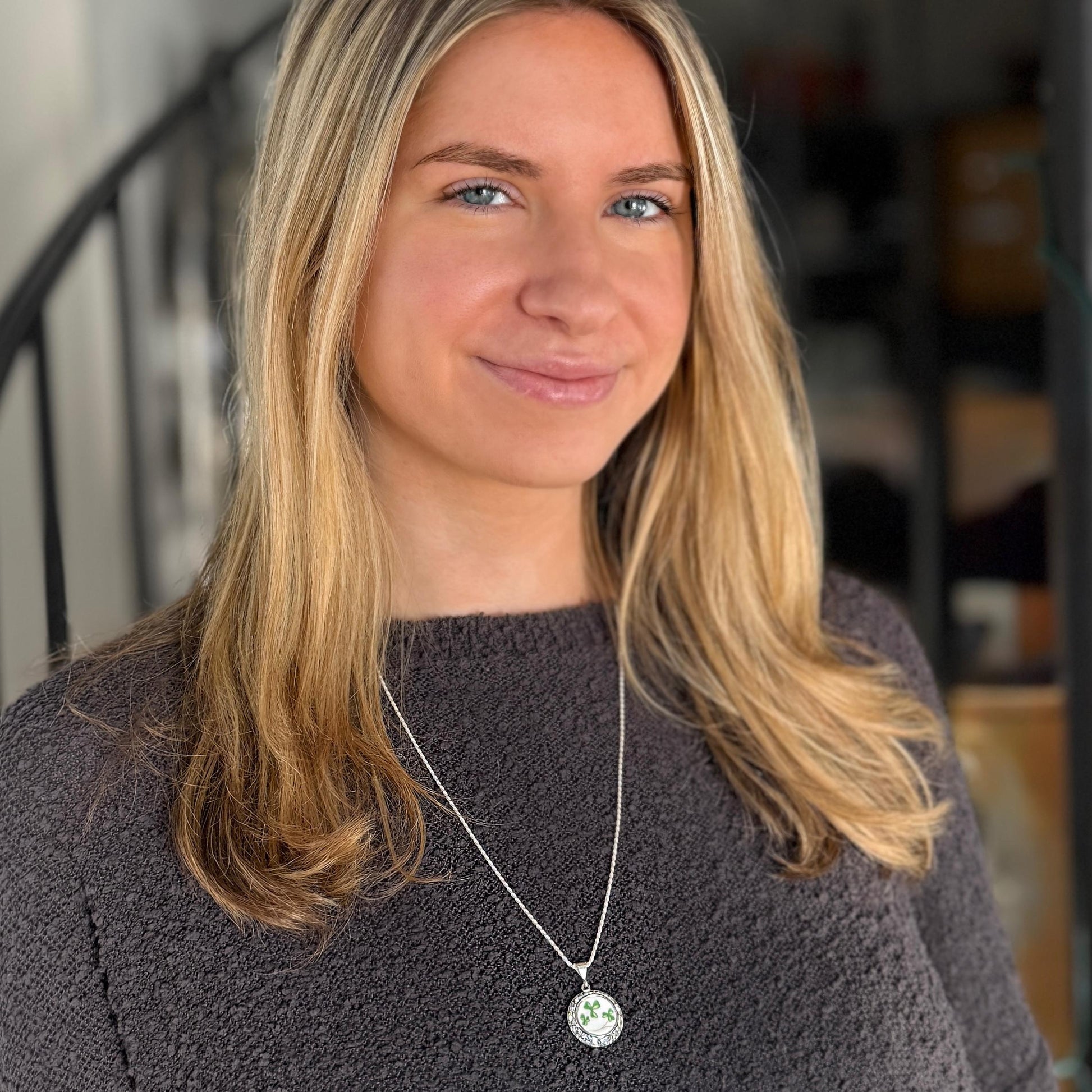 Crystal Shamrock Necklace, Celtic Broken China Jewelry Necklace, Unique St Patricks Day Jewelry for Women, Irish Gifts for Her