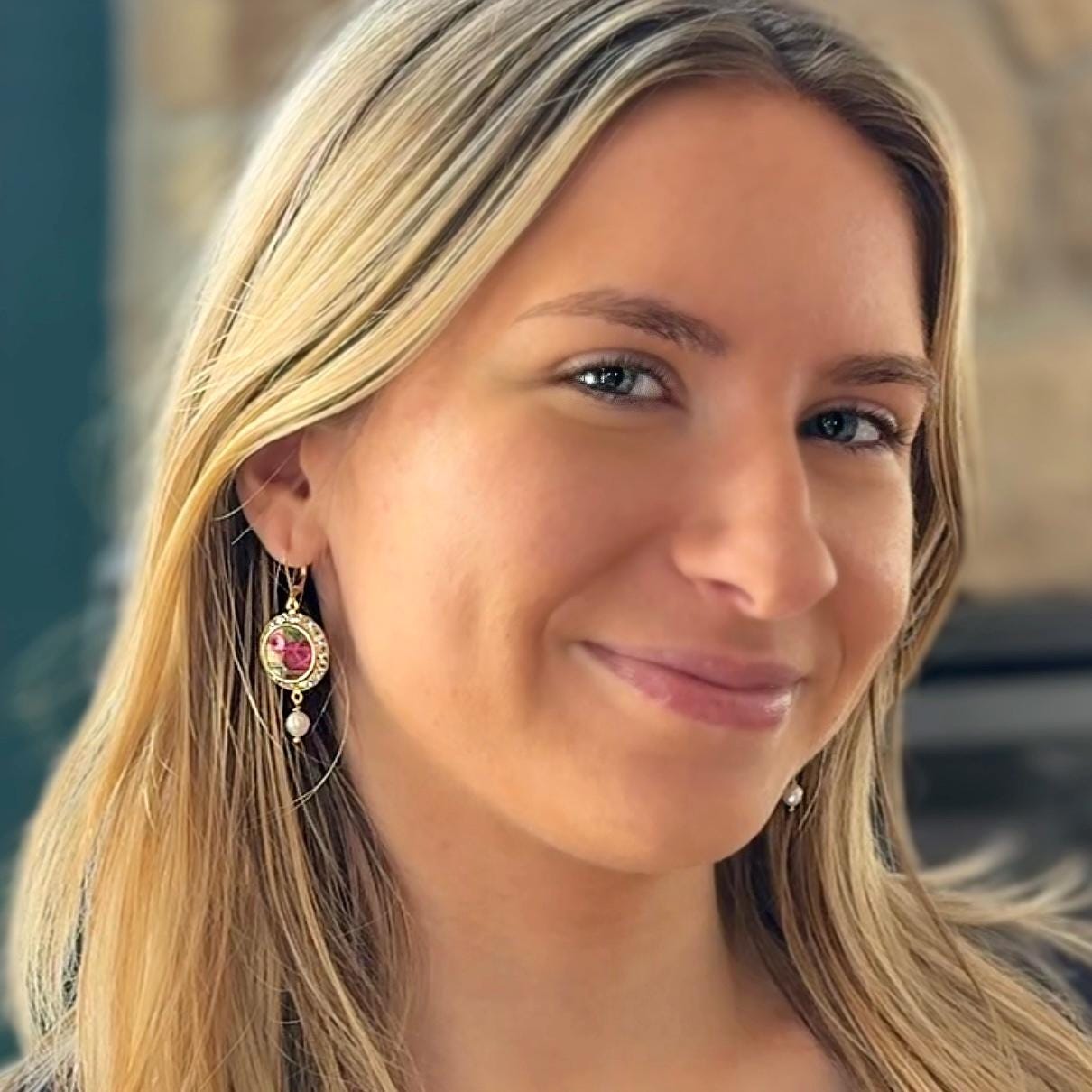 Gold Crystal Earrings, Broken China Jewelry, Traditional 18th or 20th Wedding Anniversary Gifts for Wife, Royal Albert Old Country Roses