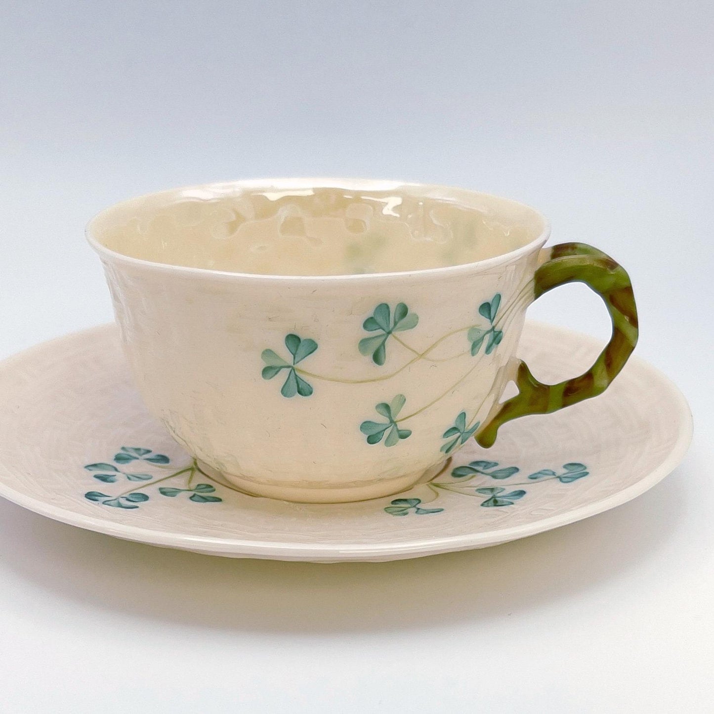 Sterling Silver Celtic Knot Shamrock Bracelet, Irish Belleek Broken China Jewelry, Unique Gemstone Jewelry Gifts for Women