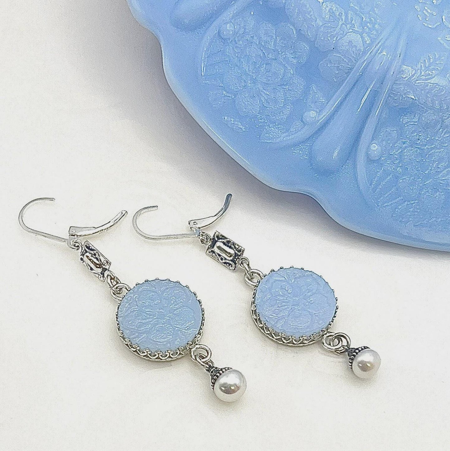 CUSTOM ORDER Broken China Jewelry Pearl Drop Earrings, Family Memorial Jewelry Made From Your China