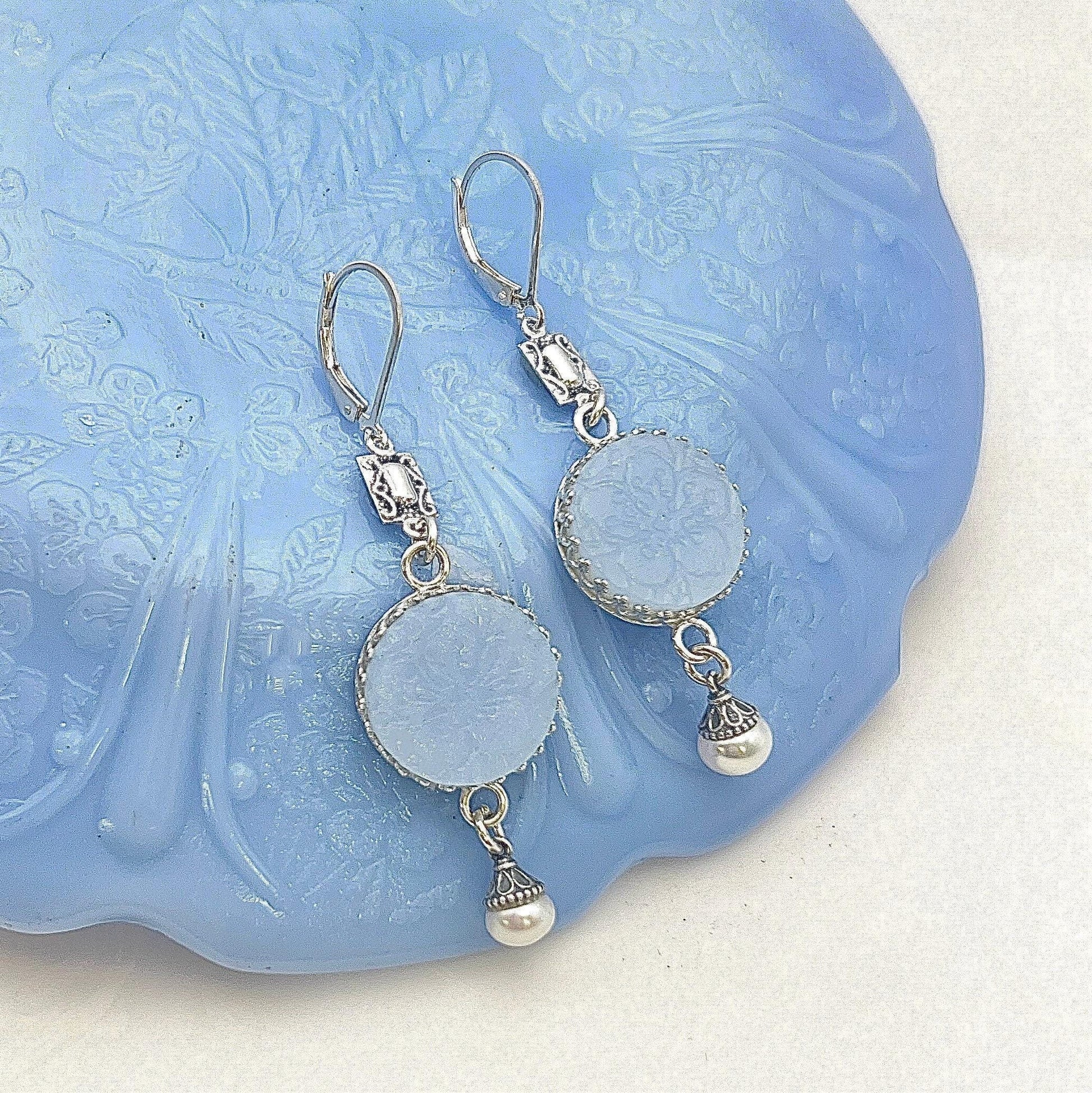 CUSTOM ORDER Broken China Jewelry Pearl Drop Earrings, Family Memorial Jewelry Made From Your China