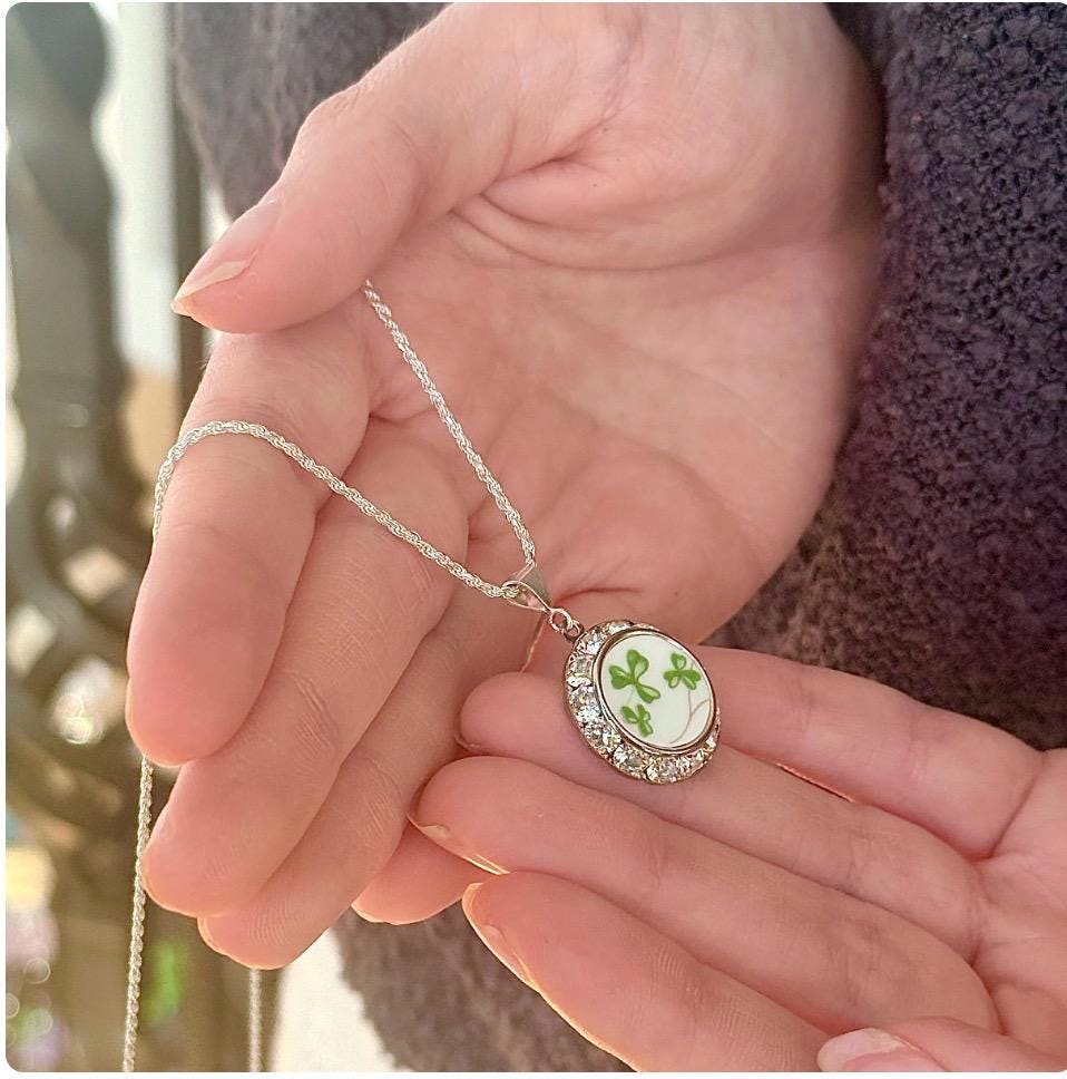 Irish Shamrock Necklace, St Patricks Day Gifts, Royal Tara Broken China Jewelry Set, Unique Celtic Jewelry