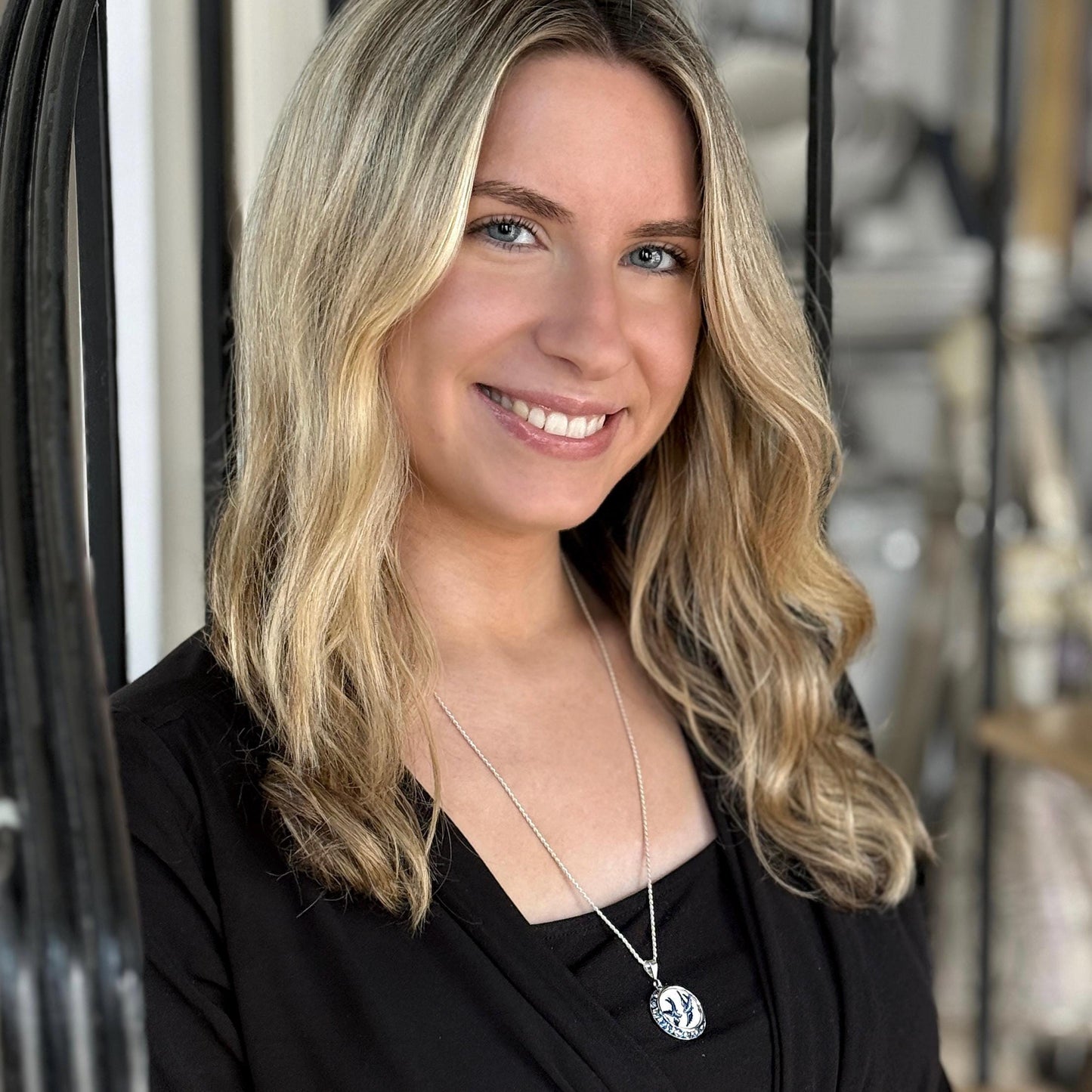 Love Birds 20th Anniversary Gifts for Wife, Blue Willow Vintage China Necklace, Sapphire Blue Crystal Jewelry