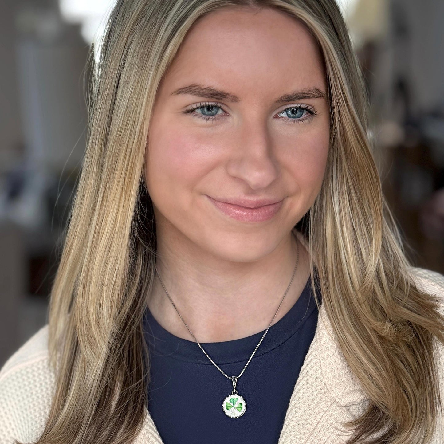 Repurposed Belleek China, Sterling Silver Celtic Jewelry, Shamrock Pendant Necklace